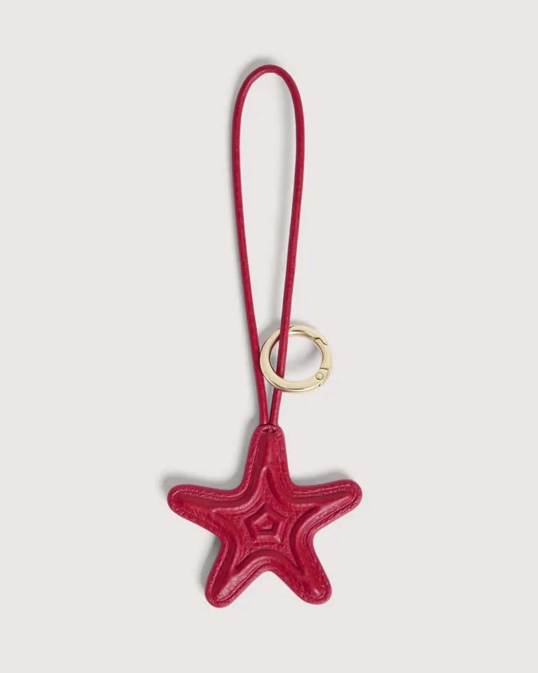 Portachiavi Shell Padded rosso Coccinelle in pelle martellata a forma di stella marina