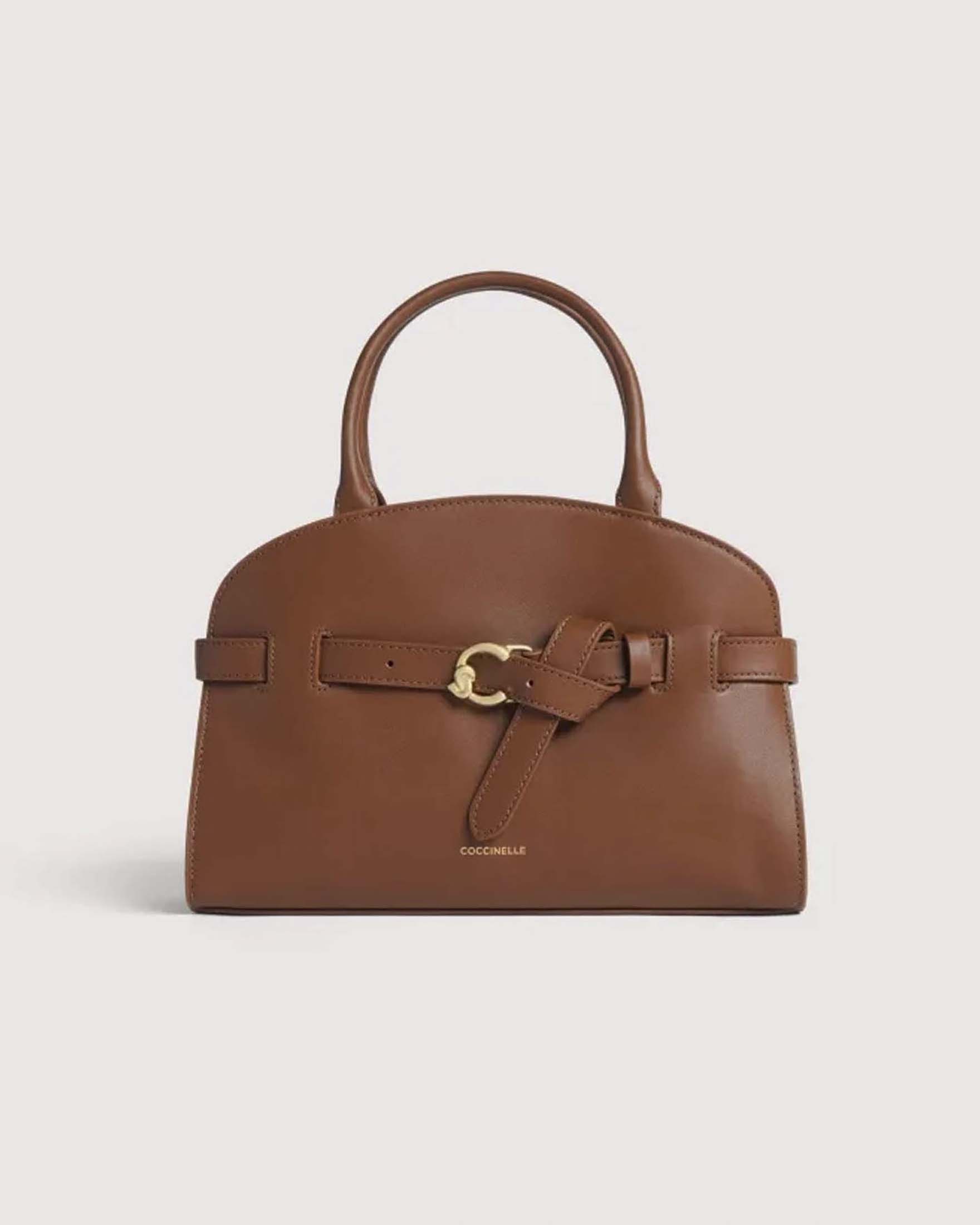Borsa Sabine Small a mano cuoio in pelle liscia con cinturino logo C-ME