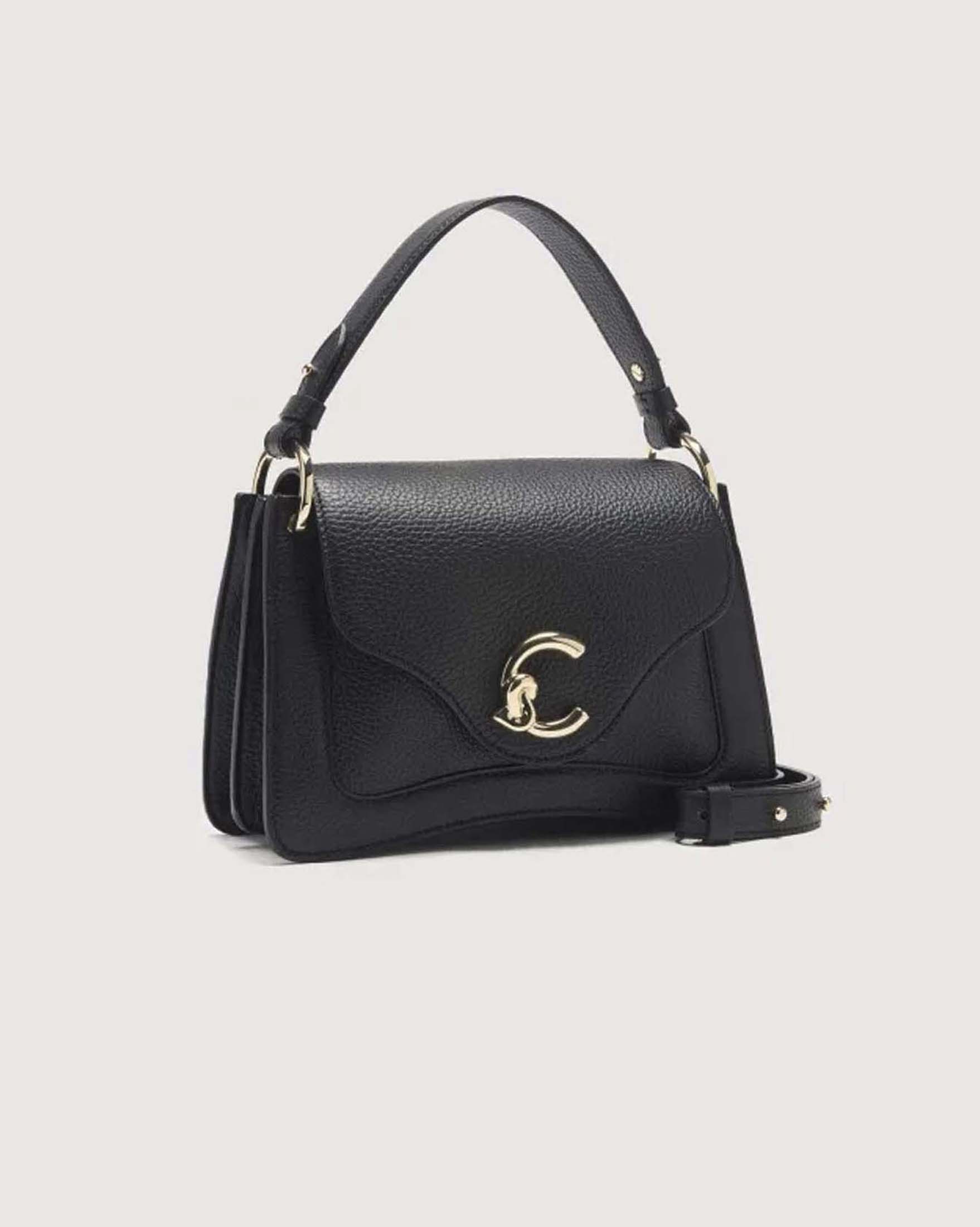 Borsa Coccinelle C-ME Small a mano nera in pelle martellata con manici removibili image