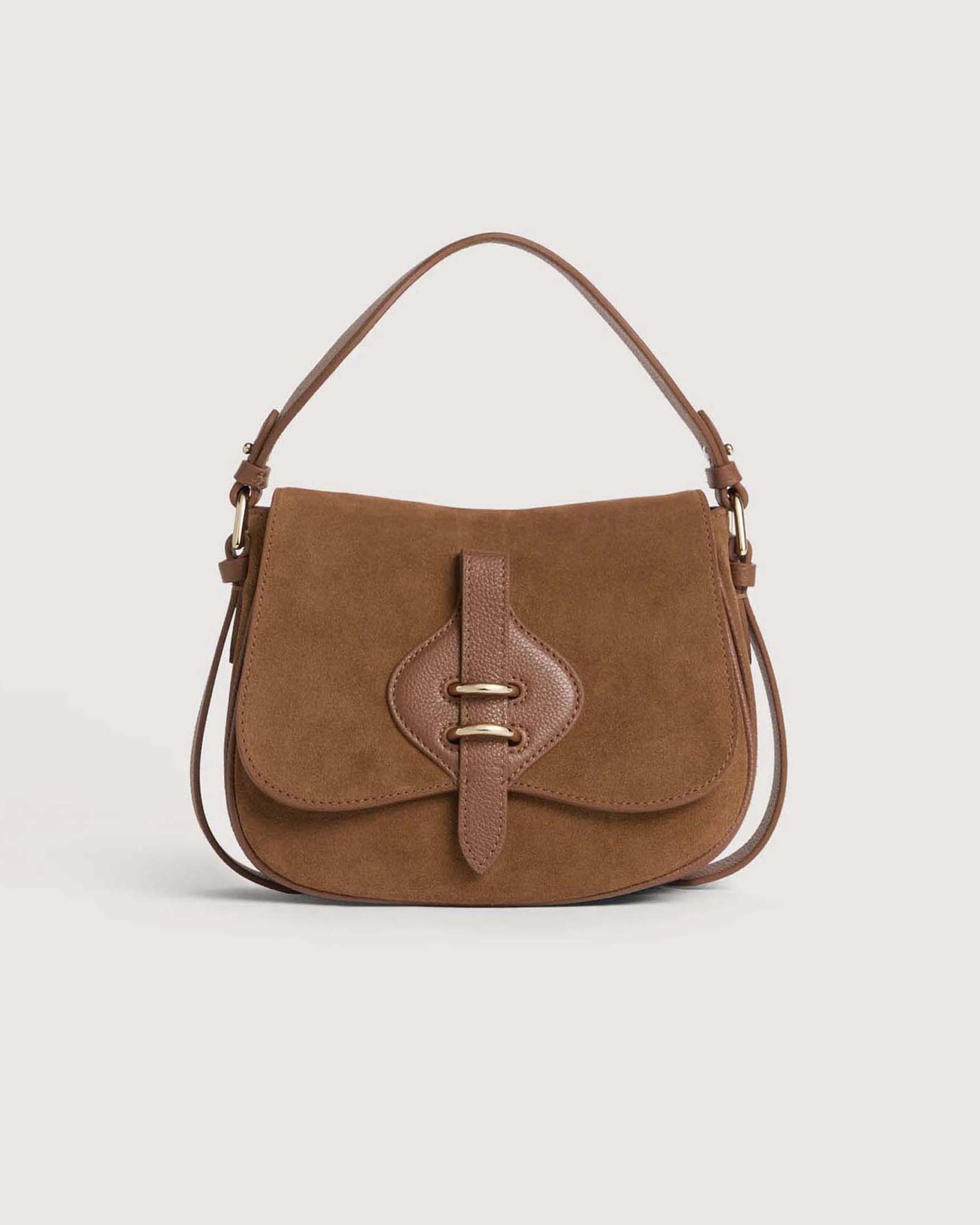 Borsa a mano Coccinelle Mavery Small color cuoio in pelle scamosciata con chiusura magnetica