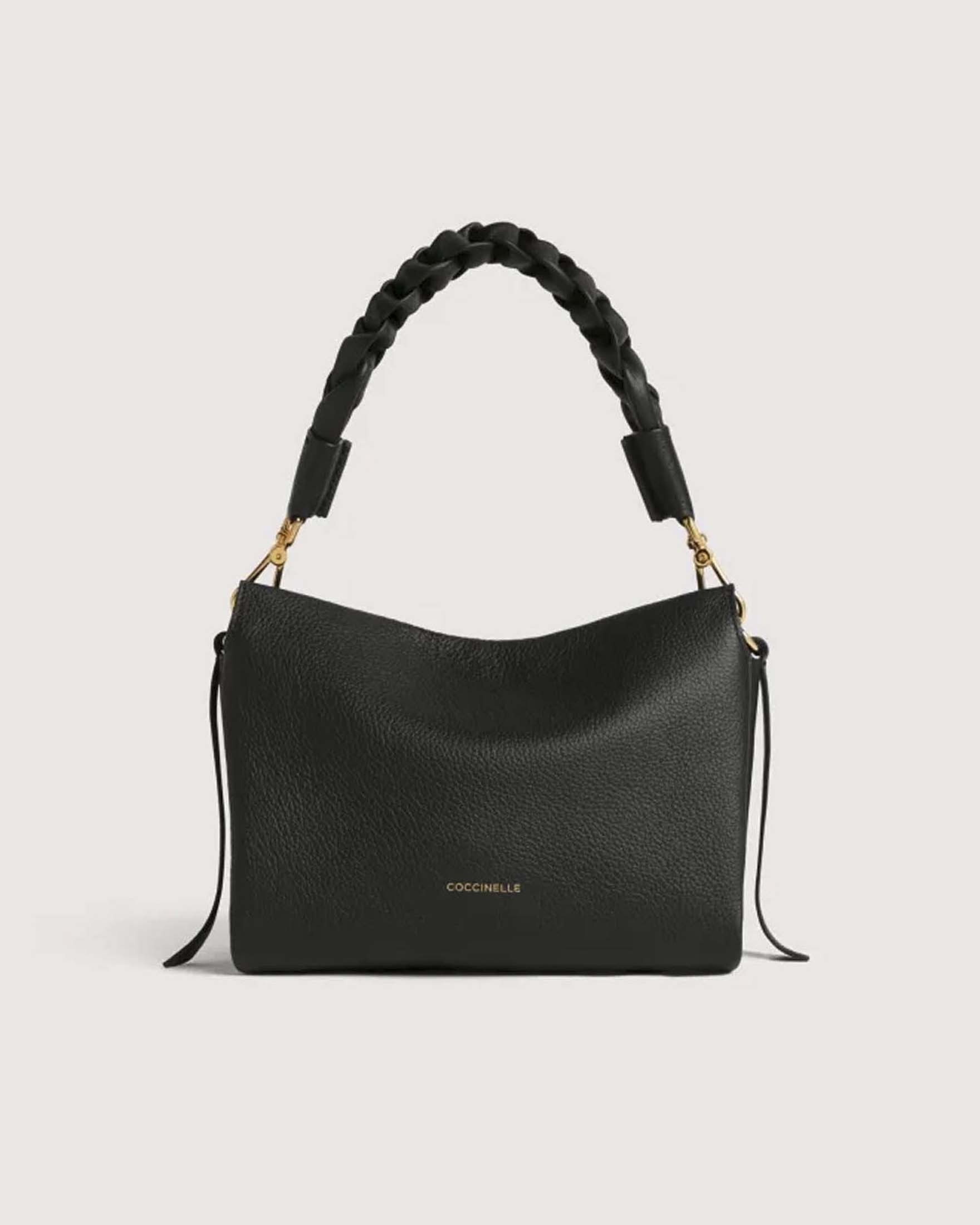 Borsa a mano Coccinelle Boheme Small nera in pelle double con manico intrecciato