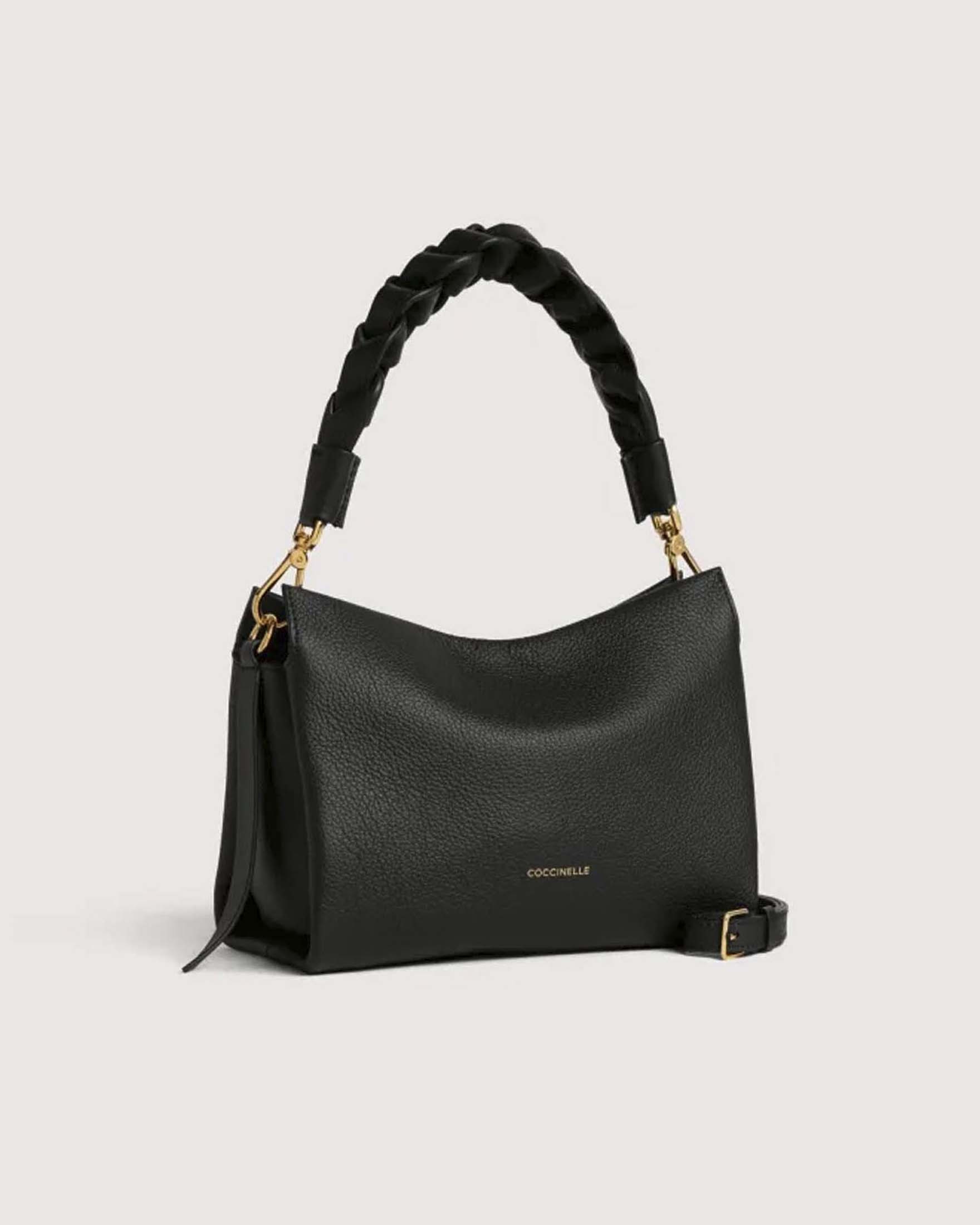 Borsa a mano Coccinelle Boheme Small nera in pelle double con manico intrecciato image