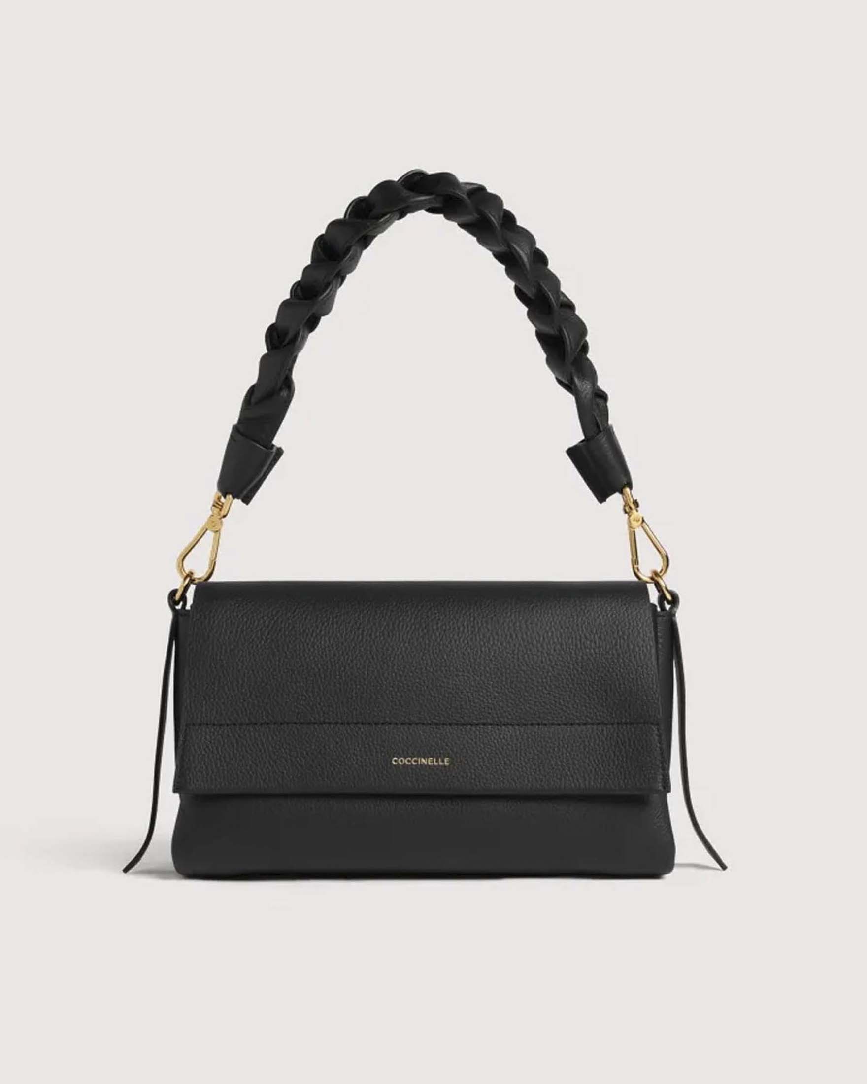 Borsa a spalla Coccinelle Boheme Small nera in pelle double con chiusura a patta magnetica