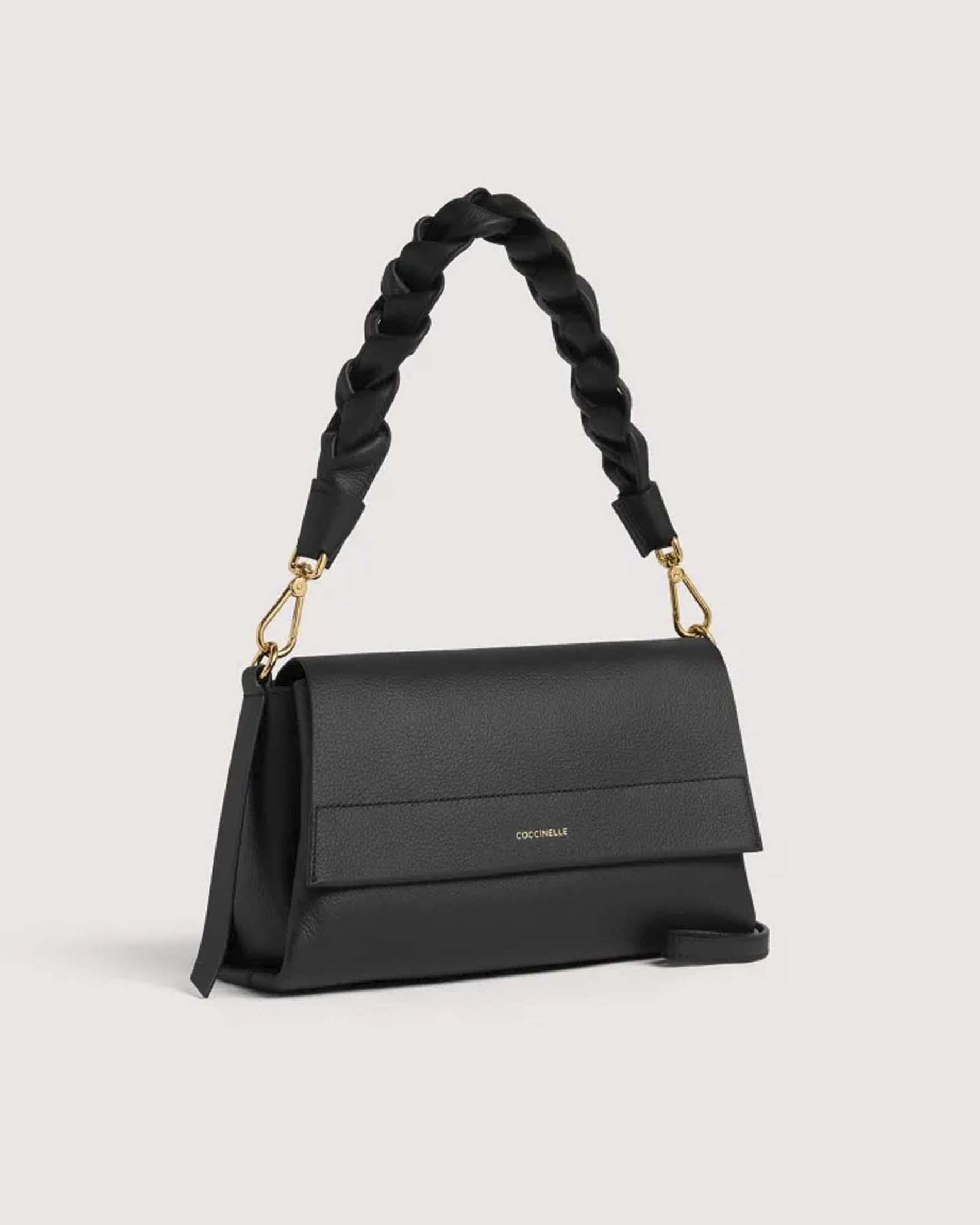 Borsa a spalla Coccinelle Boheme Small nera in pelle double con chiusura a patta magnetica image