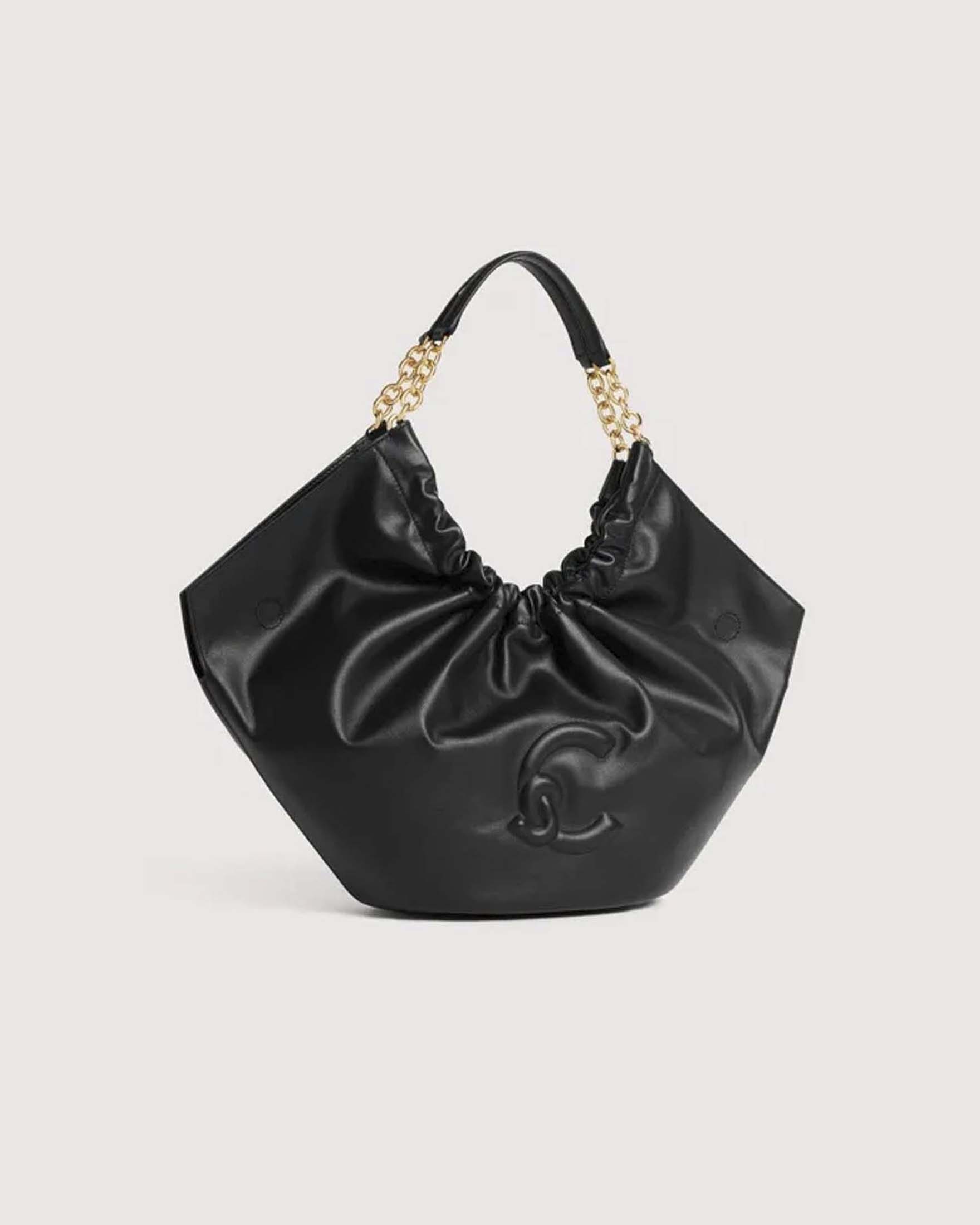 Borsa a spalla Coccinelle Smash Medium verde oliva in pelle liscia con manico in pelle e catena image