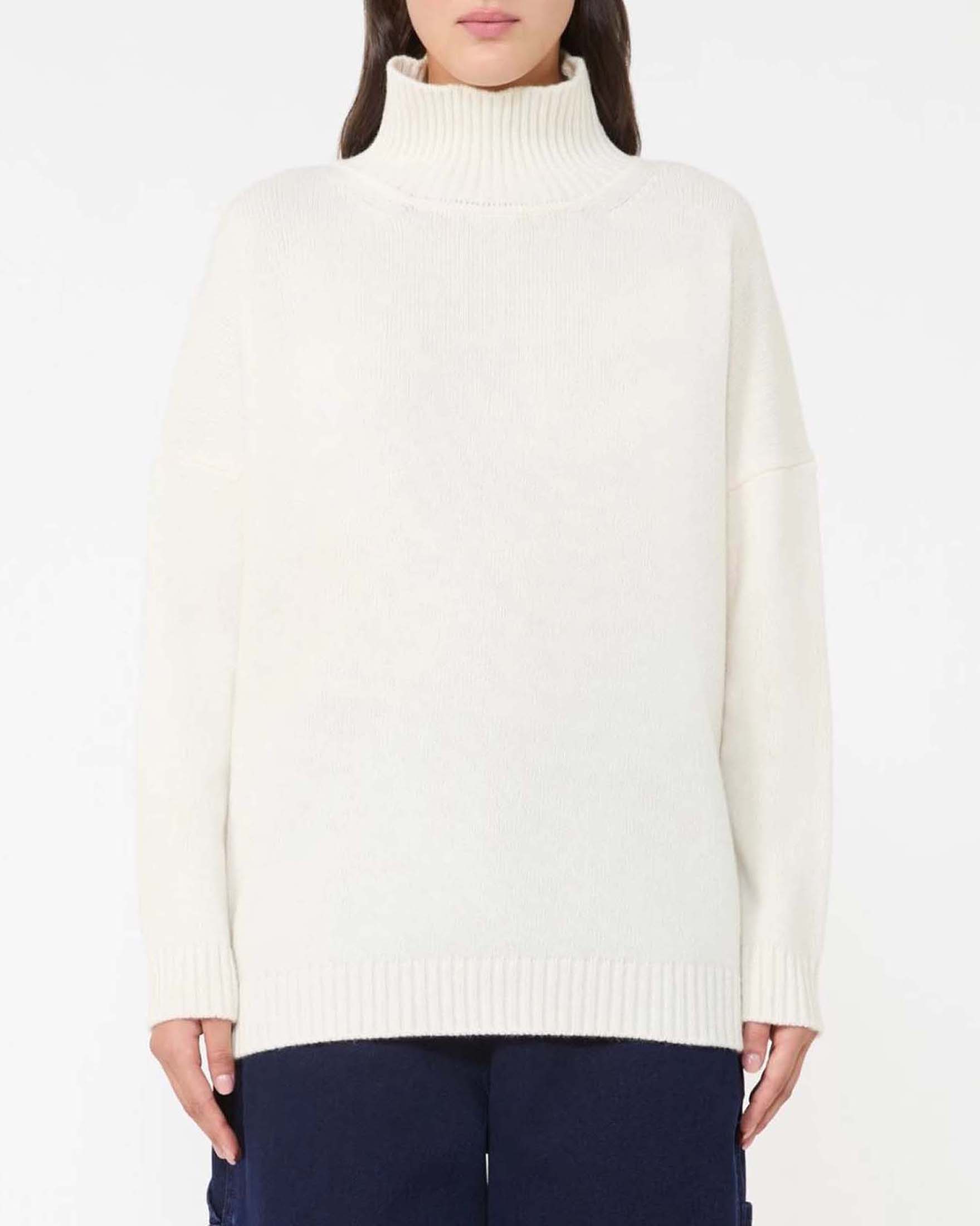 Maglia color avorio a collo alto Weekend Max Mara in pura lana vergine