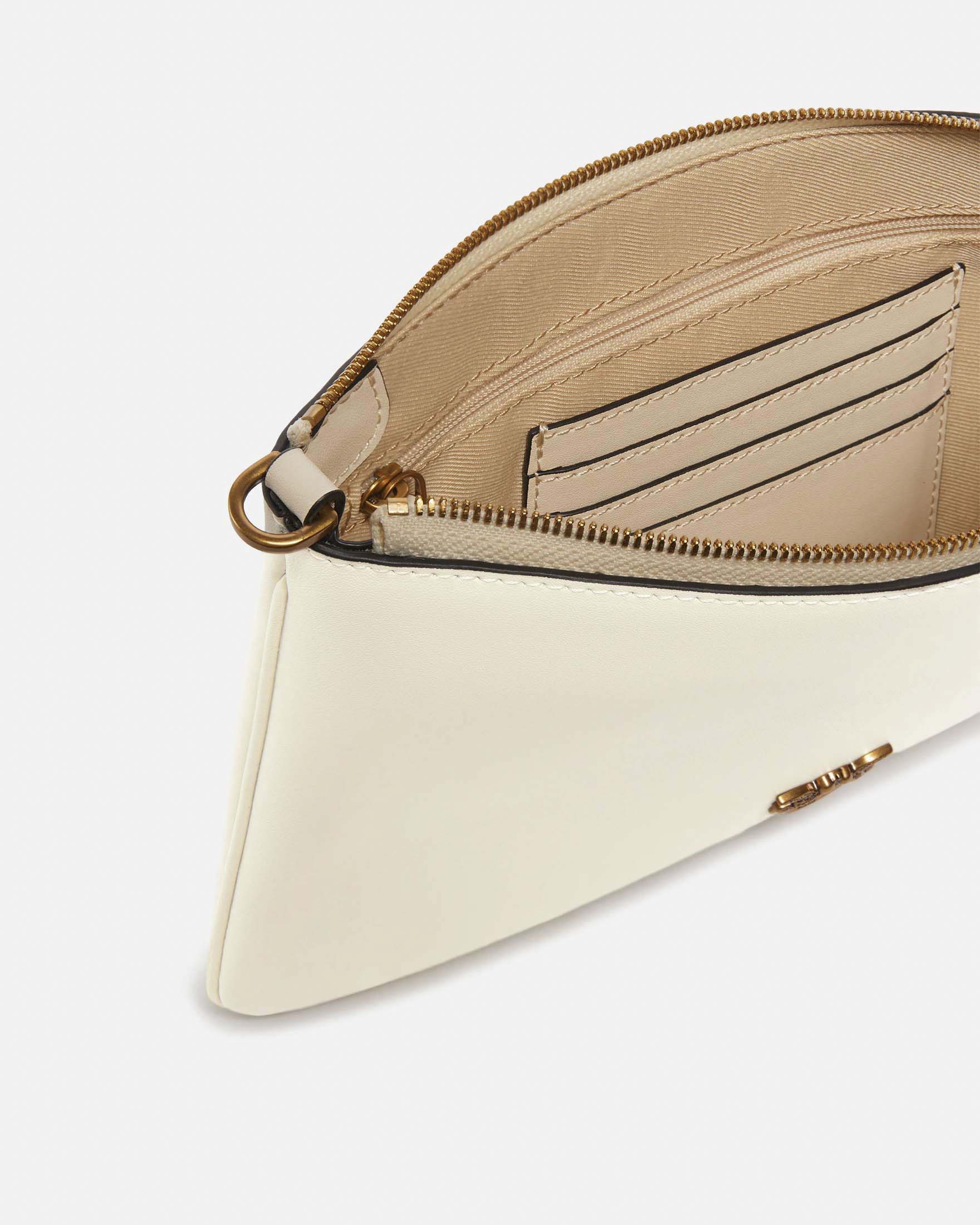Borsa Flat Love Bag Pinko in pelle liscia bianca con tracolla removibile e logo dorato image
