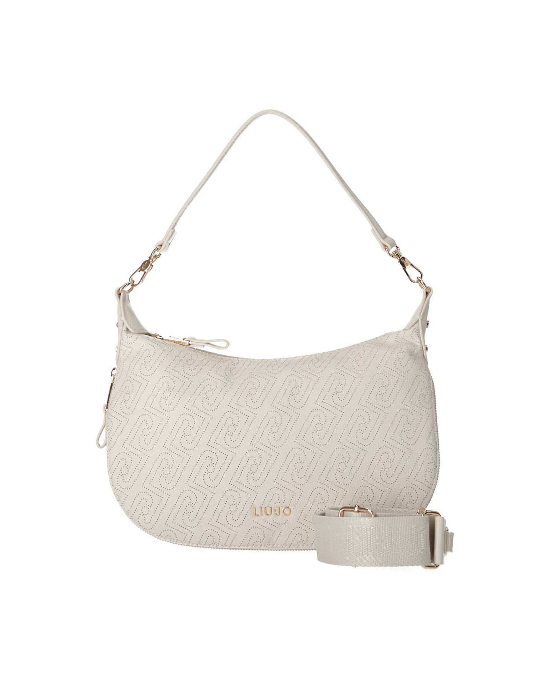 Borsa hobo Liu Jo Accessories bianca in similpelle con motivo logo effetto laser