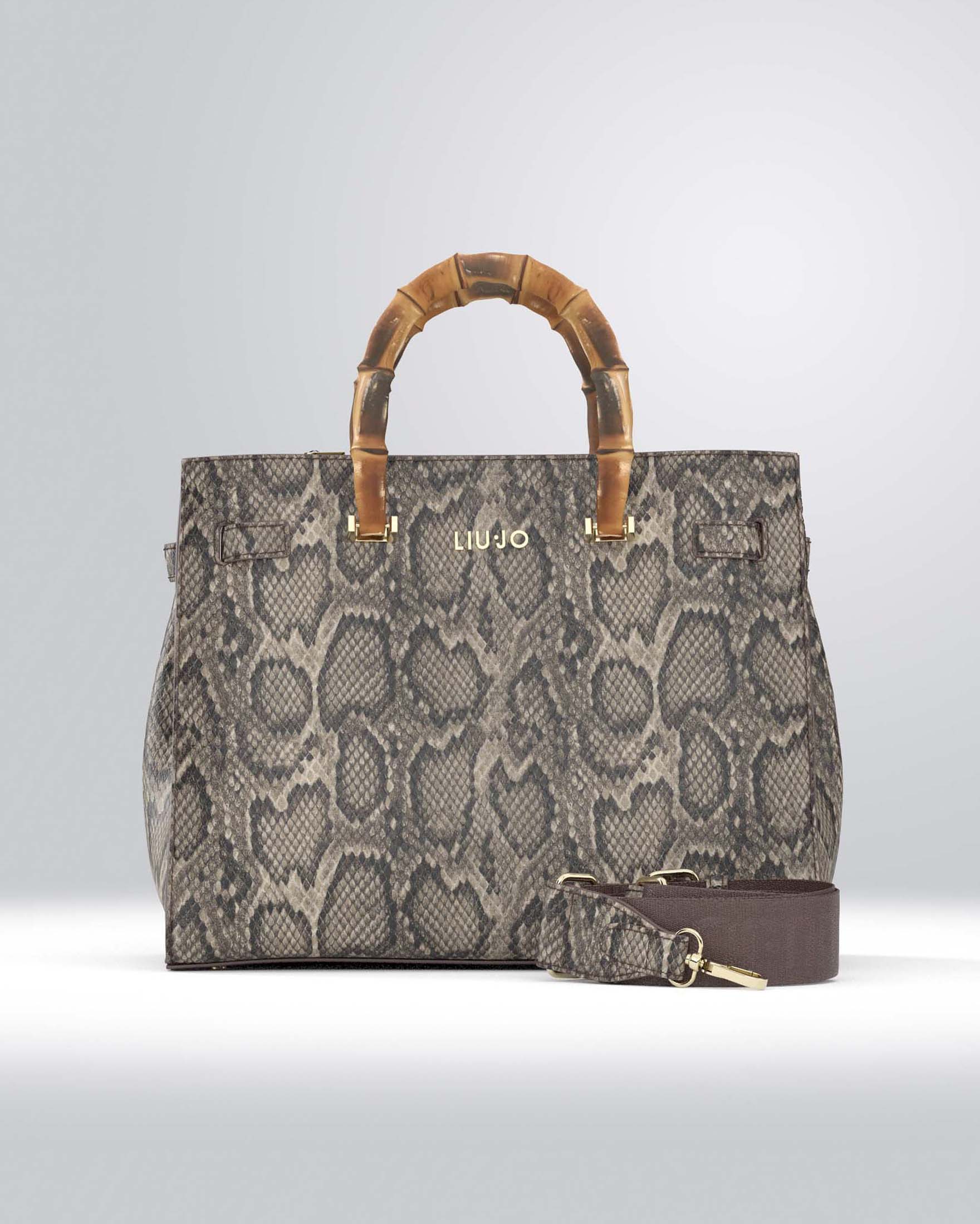 Borsa Liu Jo Accessories animalier in similpelle con manici effetto bamboo