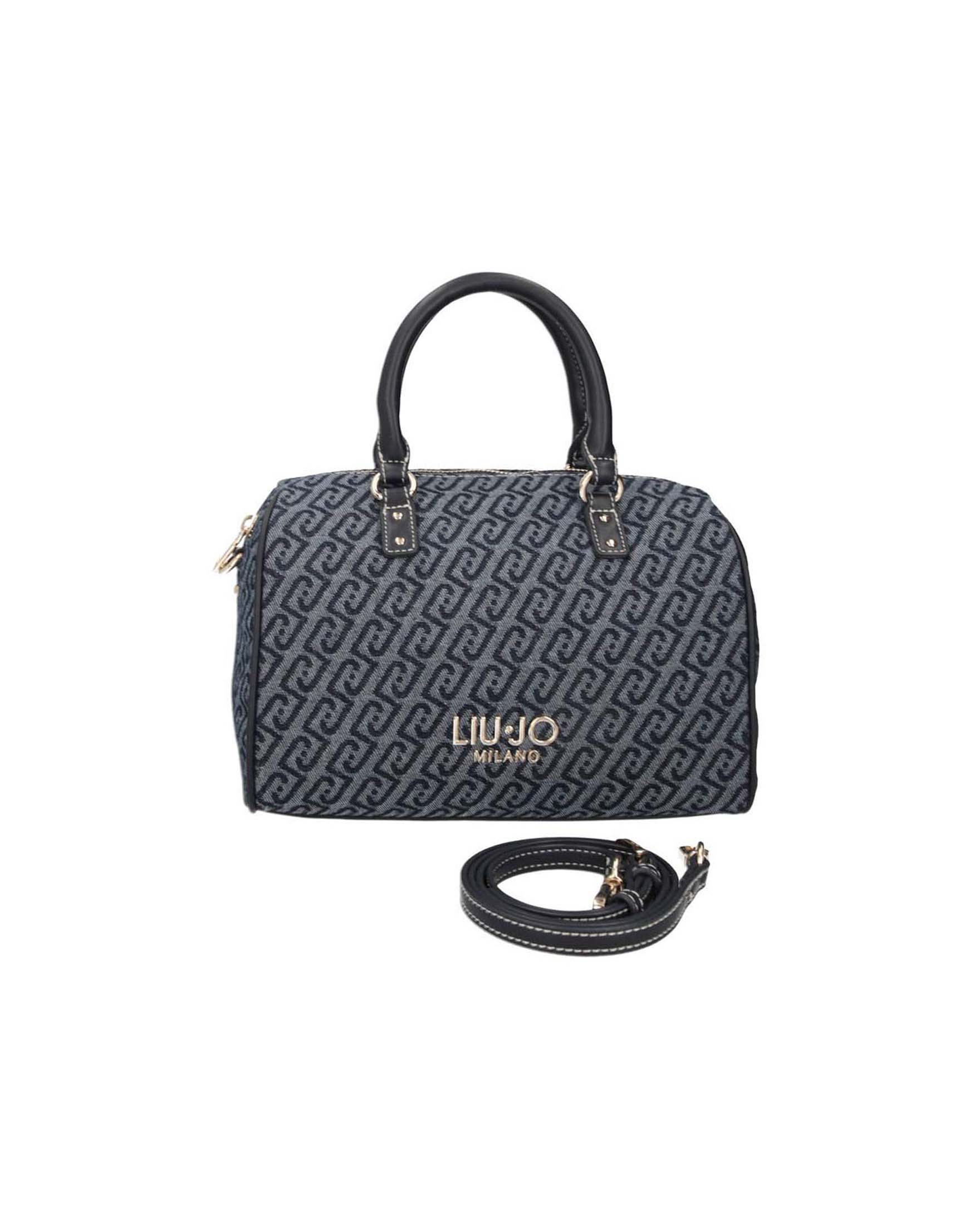 Borsa a bauletto Liu Jo Accessories blu in misto cotone con logo jacquard