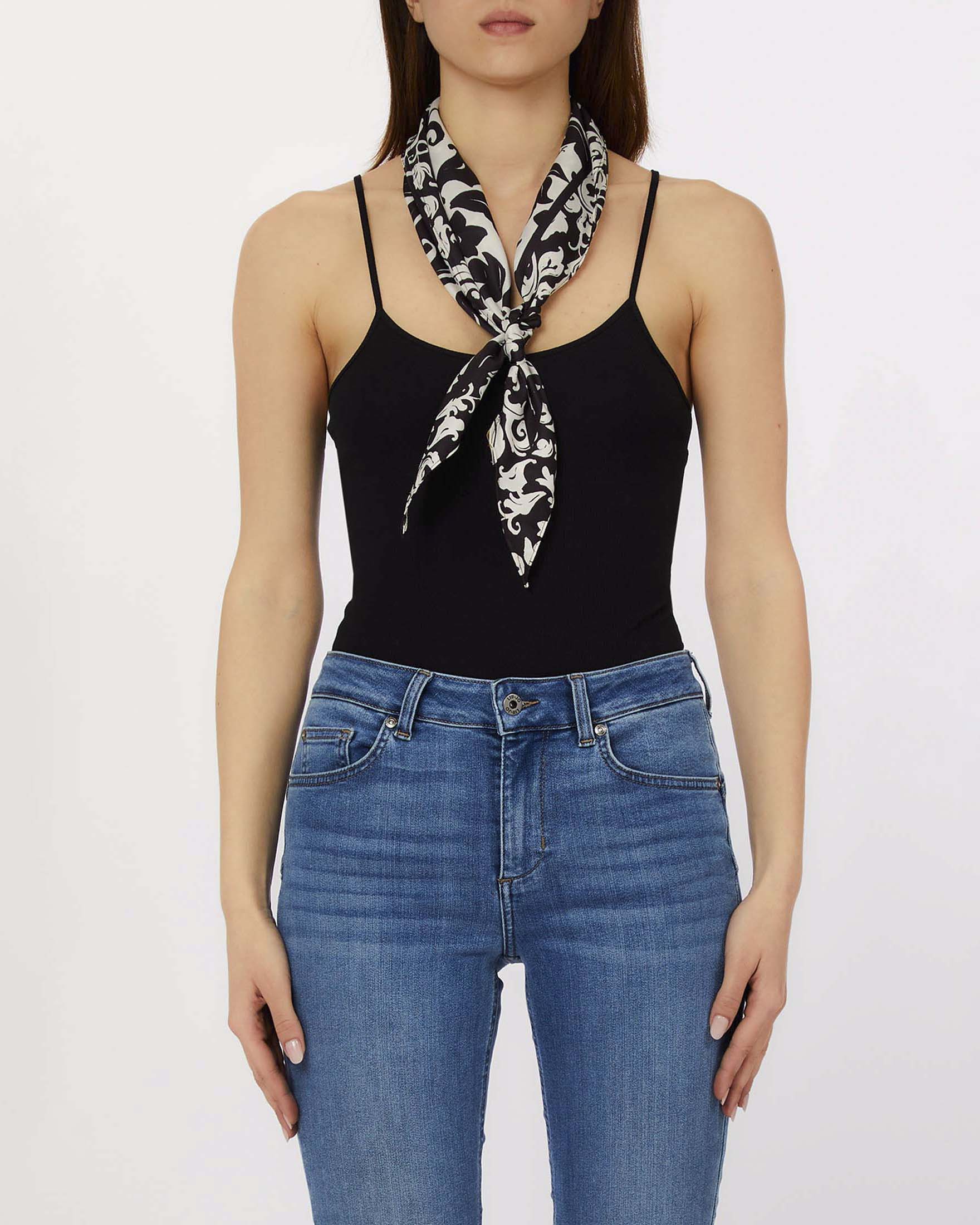 Foulard Liu Jo Accessories bianco in tessuto leggero con stampa floreale e logo