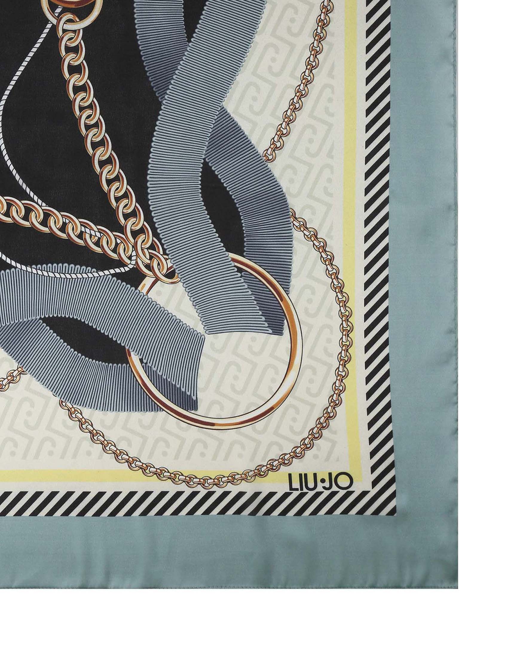 Foulard Liu Jo Accessories blu con stampa catene in tessuto leggero image