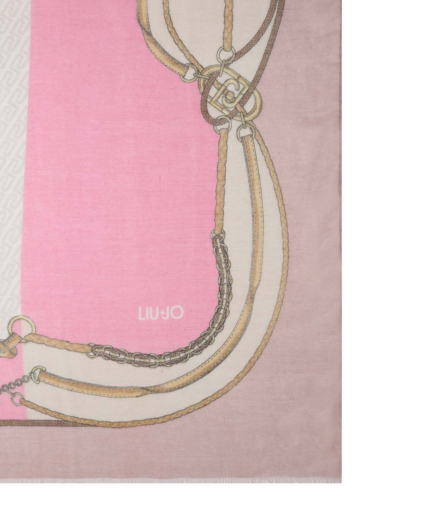 Sciarpa Liu Jo Accessories rosa in tessuto con stampa catene e monogramma image