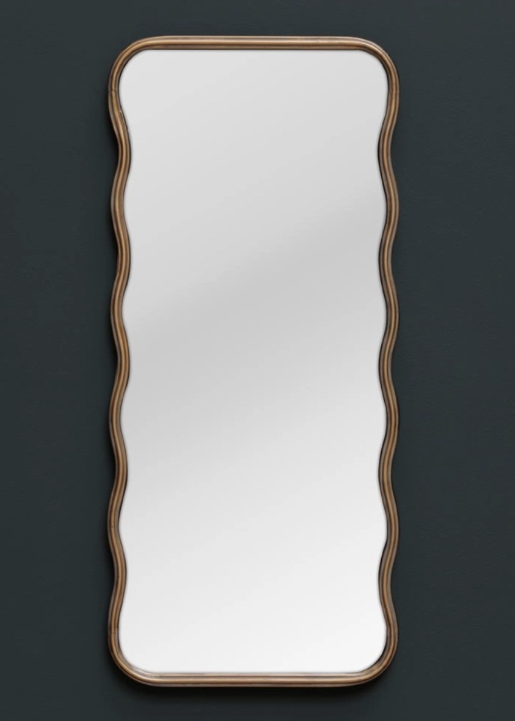 Specchio Rettangolare da Appendere Bordo Arrotondato Nero e Oro 36x89