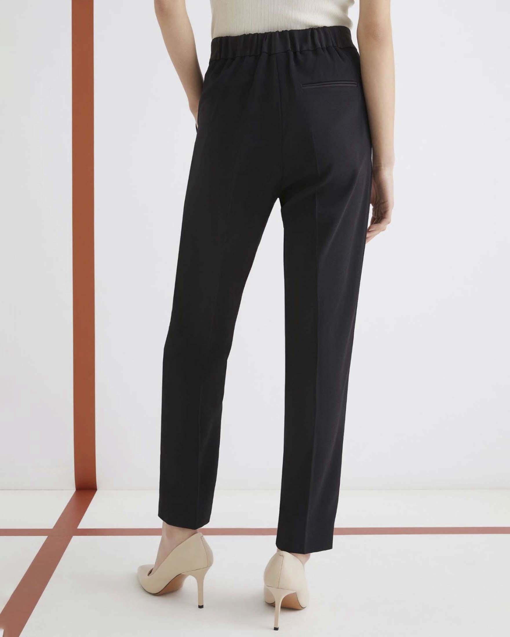 Pantalone con pieghe nero Marella Art. 365 in crêpe envers satin