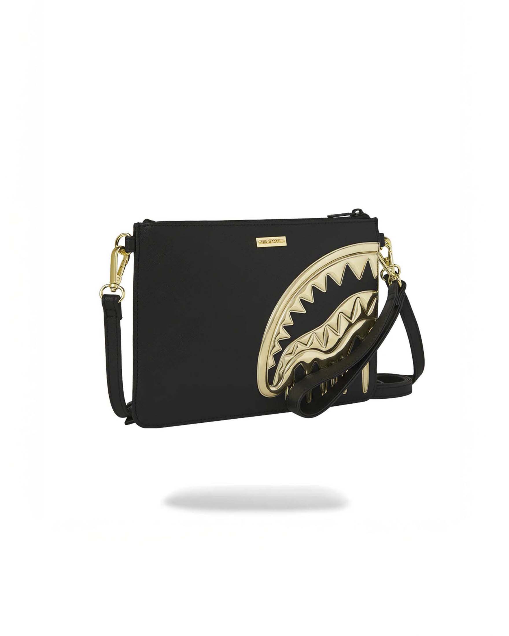 Pochette Sprayground Gold and Dangerous in similpelle saffiano con fauci dorate e colata image