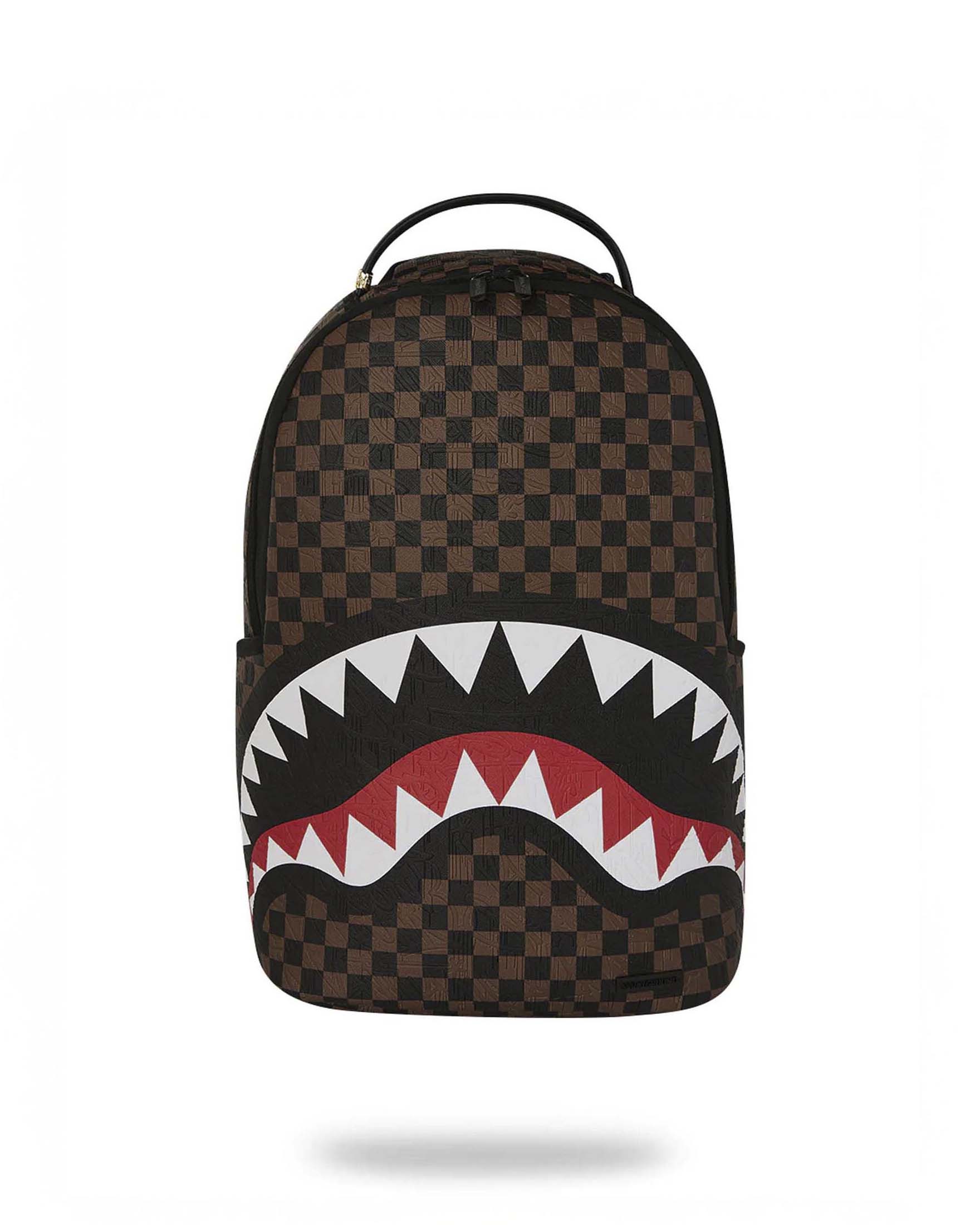 Zaino Sprayground Check 2 Emboss in similpelle con motivo a scacchi neri e marroni