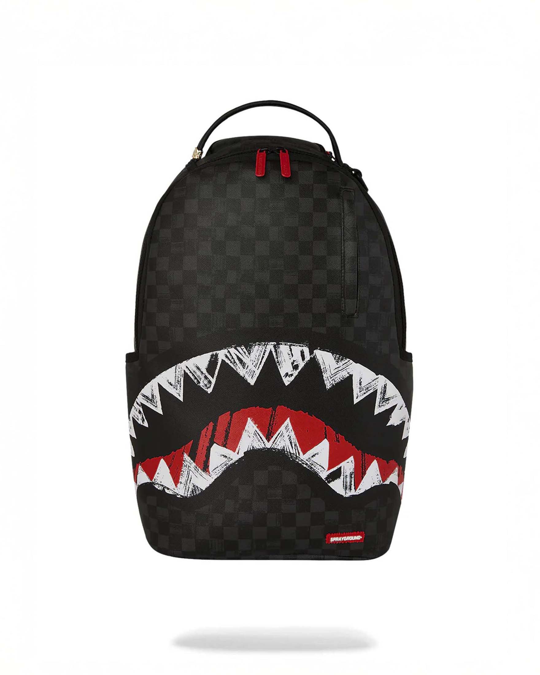 Zaino Sprayground Scribble Shark in similpelle con motivo a scacchi neri e grigi
