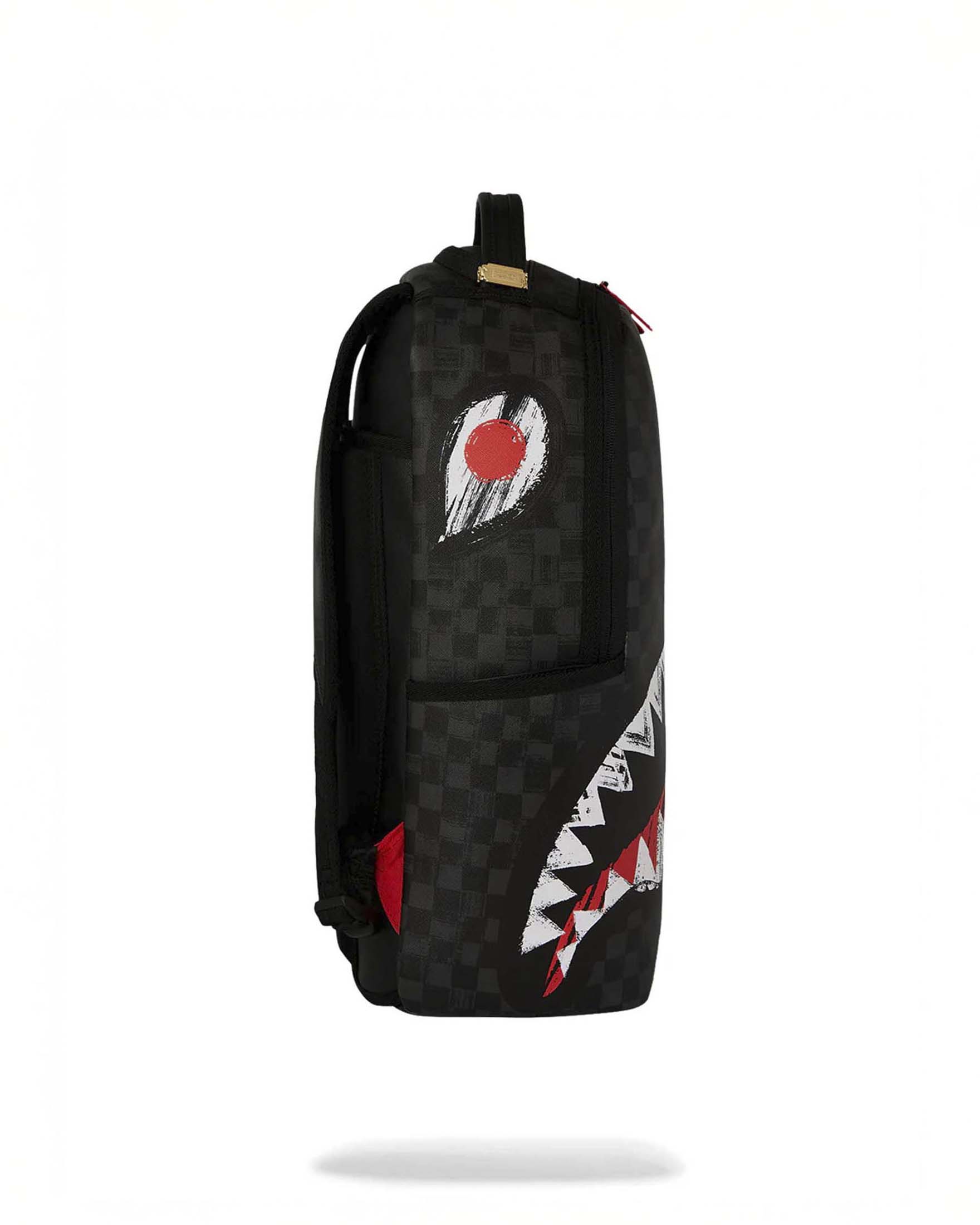 Zaino Sprayground Scribble Shark in similpelle con motivo a scacchi neri e grigi image