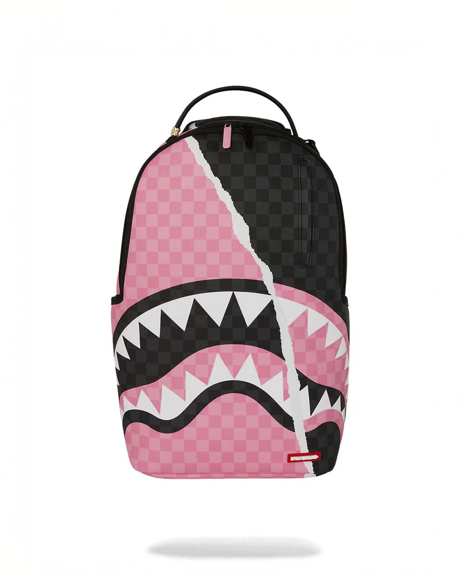Zaino Sprayground Pink and Black tear Sip in similpelle con motivo a scacchi neri e rosa