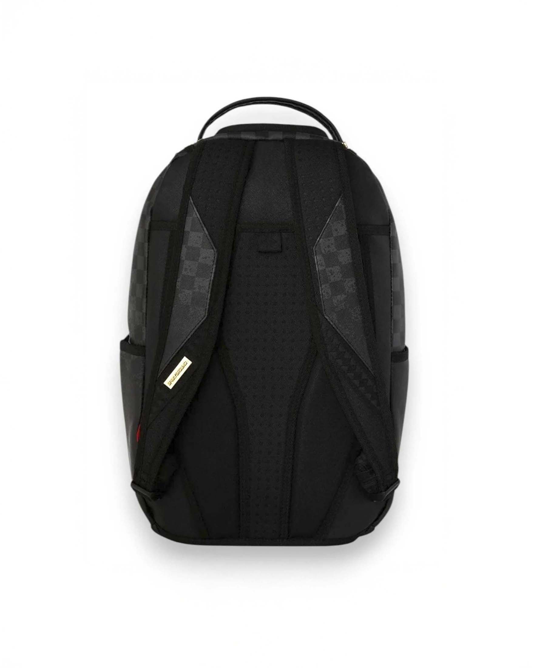 Zaino Sprayground Spritz Black in similpelle con motivo a scacchi neri e fauci tono su tono image