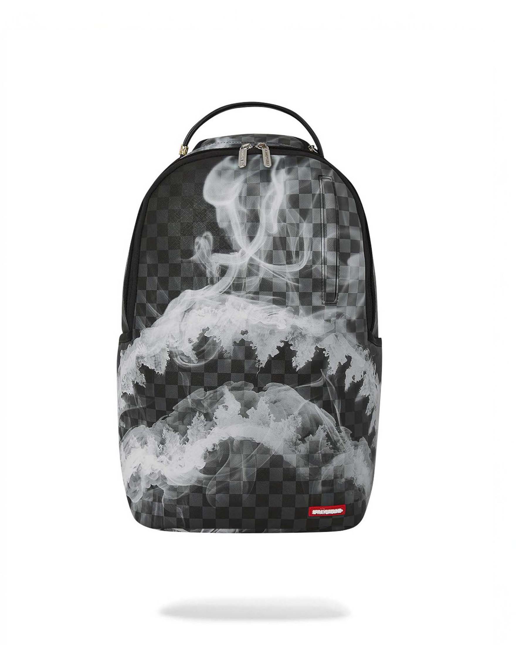 Zaino Sprayground Sip N\' Smoke in similpelle con motivo a scacchi ed effetto fumo