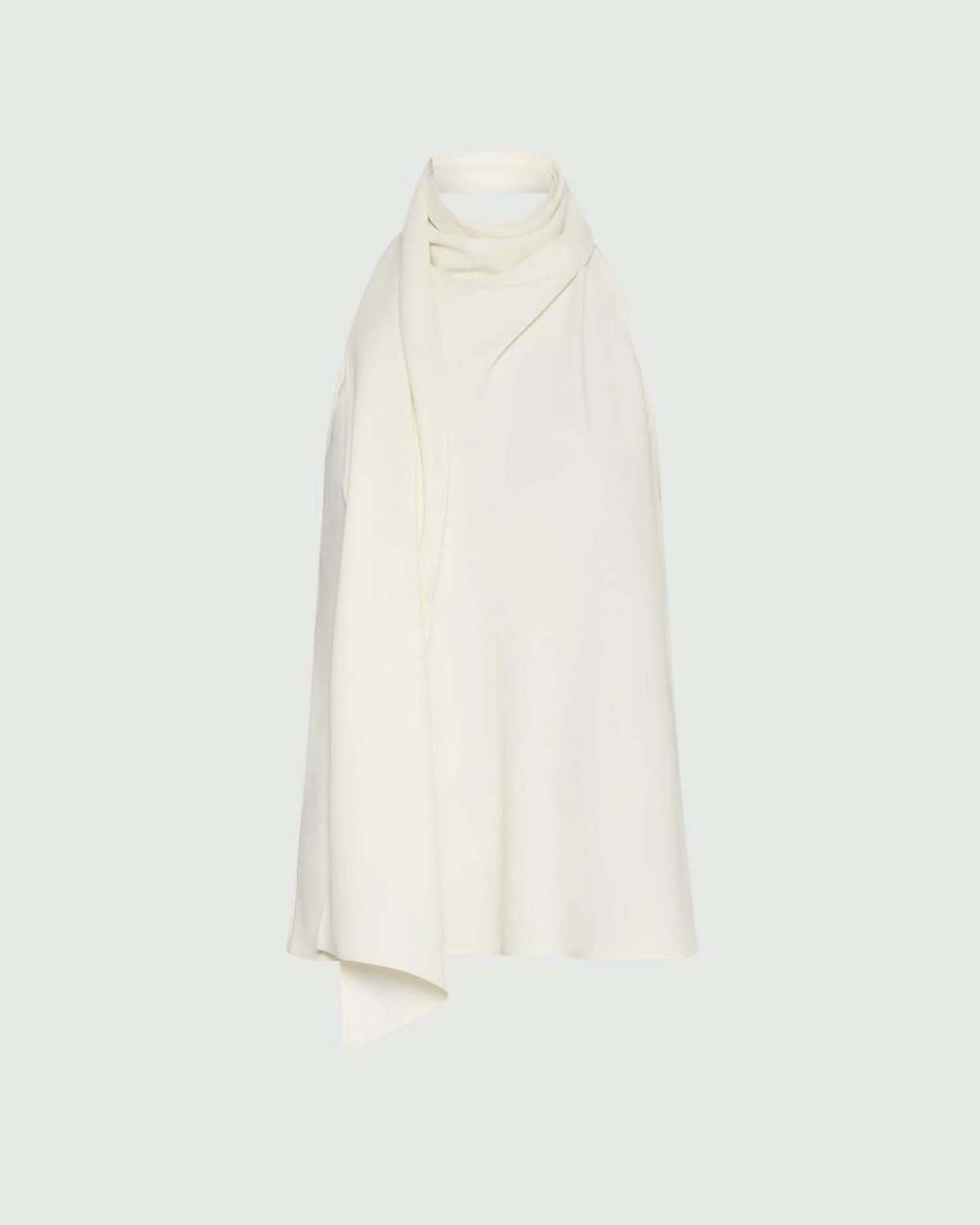 Top all'americana bianco Marella Art. 365 in crêpe envers satin con fusciacca