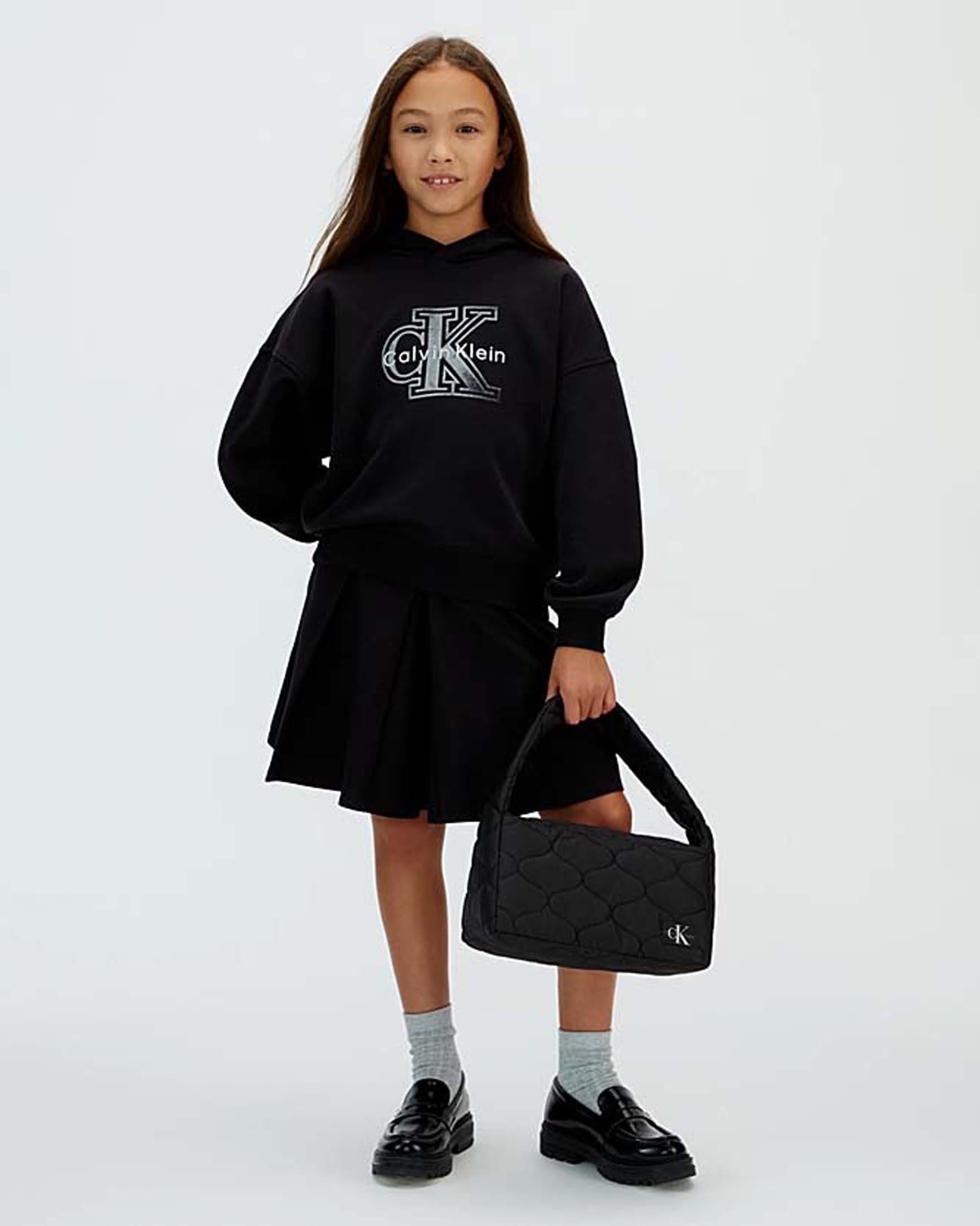 Borsa a spalla Calvin Klein nera trapuntata in nylon