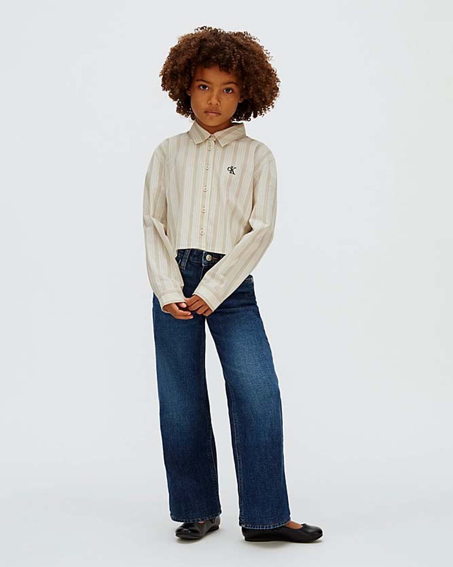 Jeans wide leg lavaggio scuro stone washed in cotone stretch