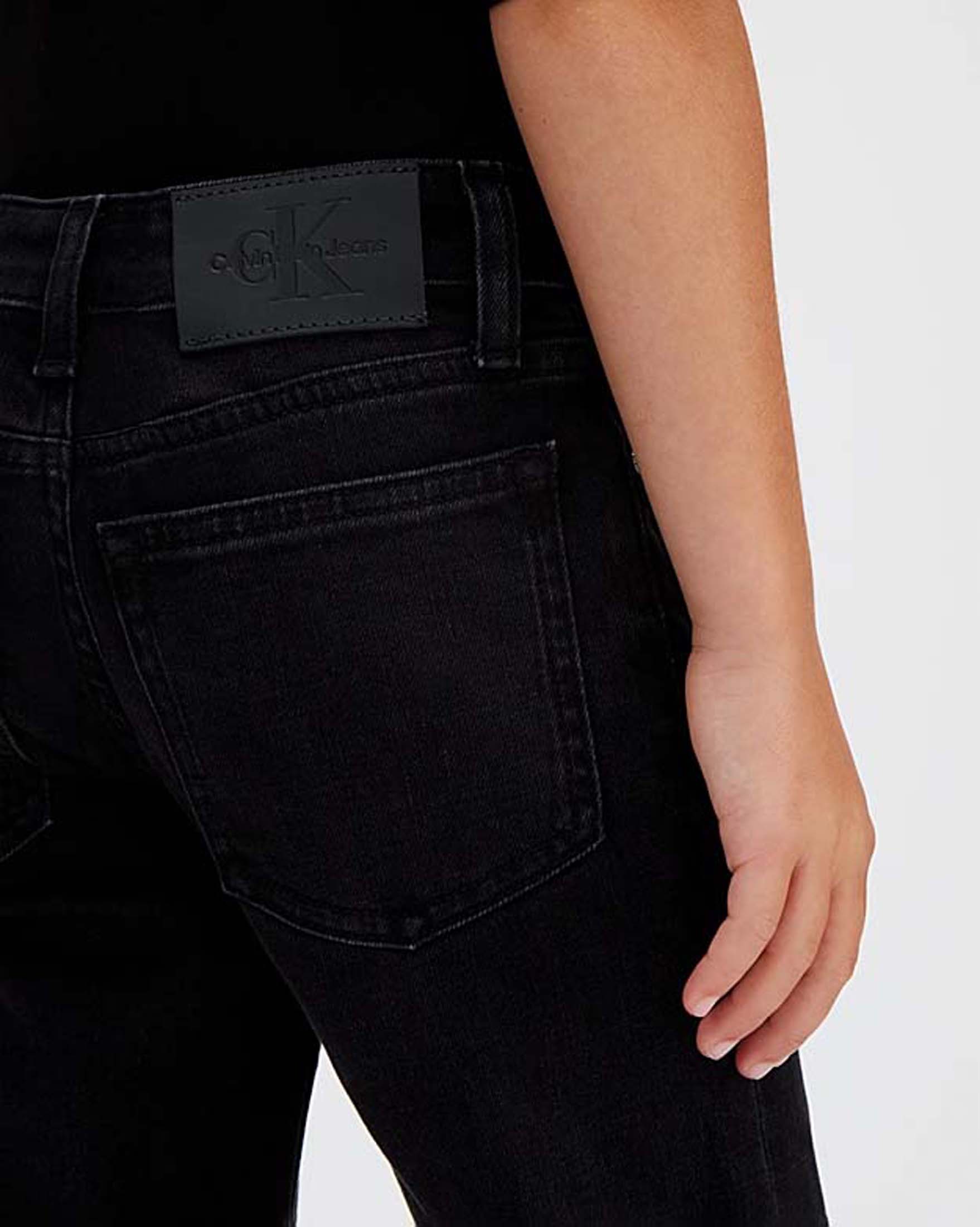 Jeans straight Calvin Klein nero in cotone stretch