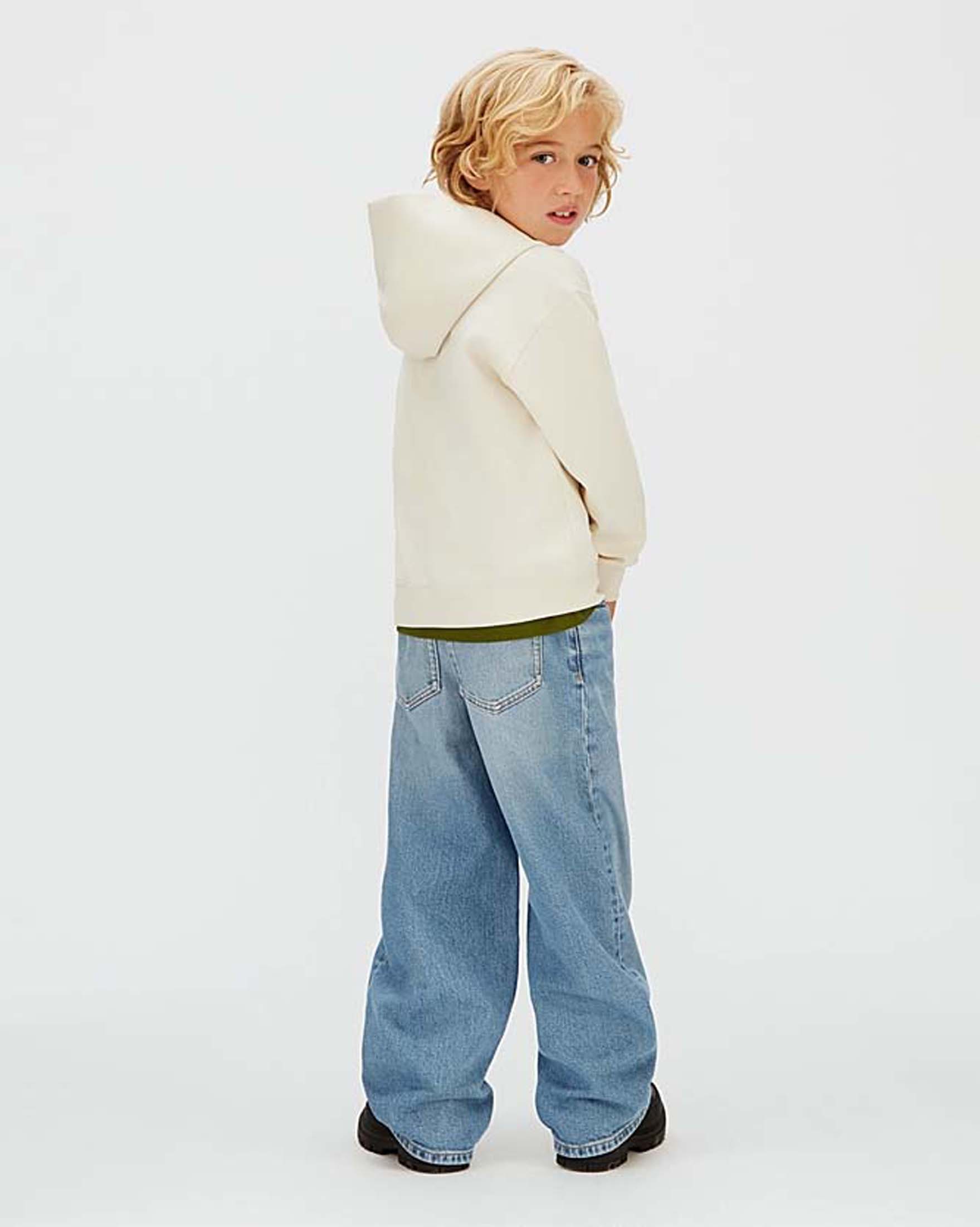 Felpa Calvin Klein color panna a maniche lunghe con cappuccio e logo image