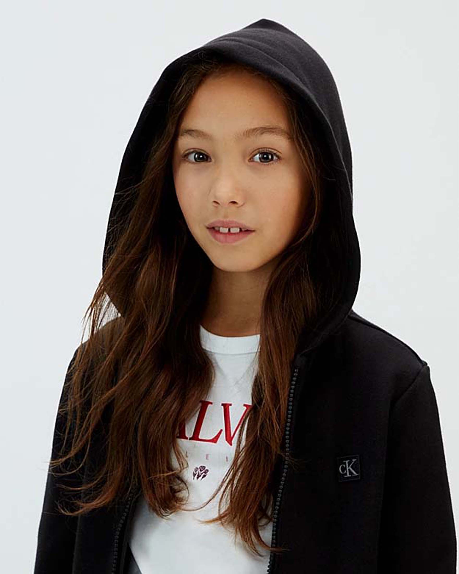 Felpa Calvin Klein nera unisex in cotone con cappuccio e zip image