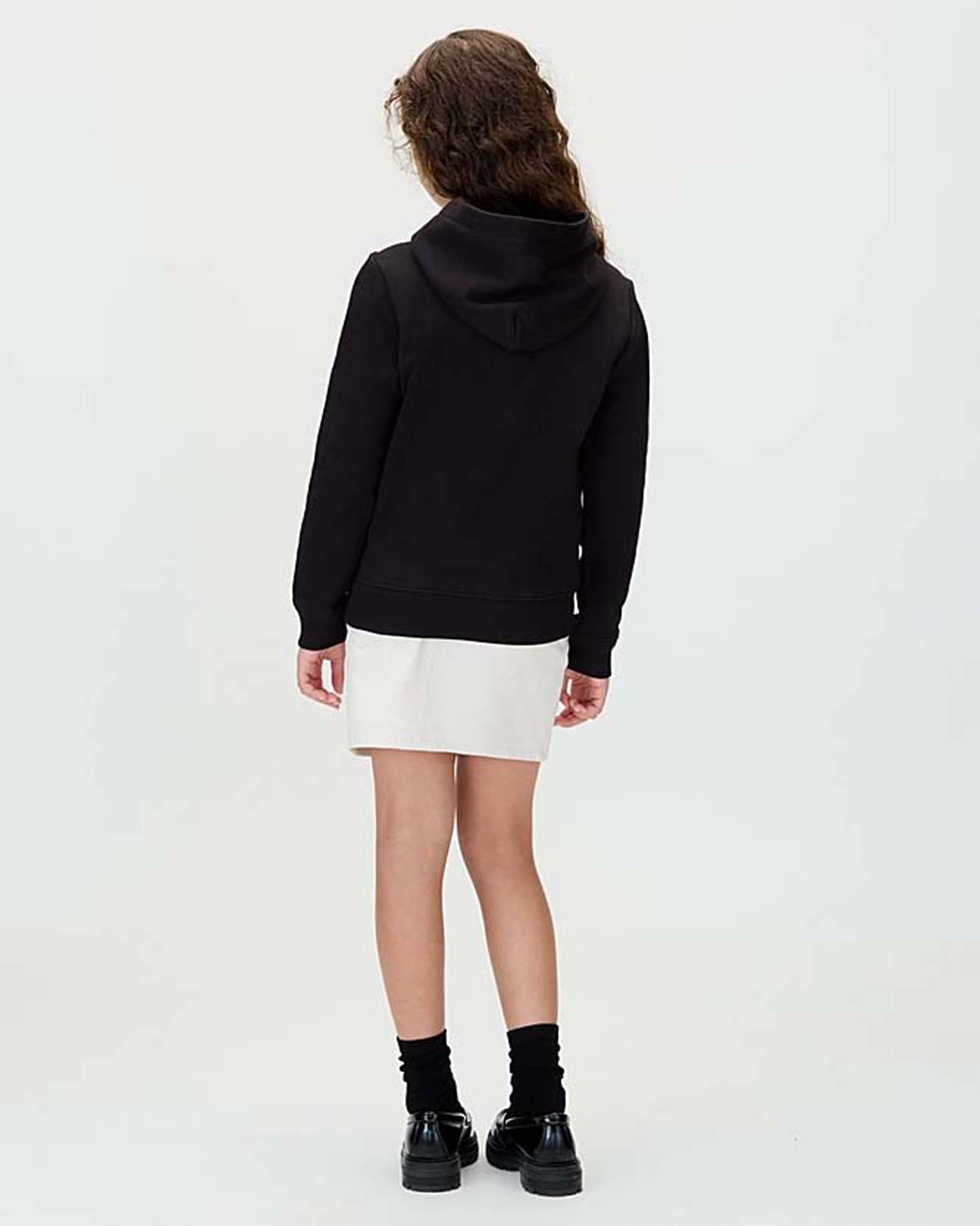 Felpa Calvin Klein nera unisex a maniche lunghe con cappuccio e logo bianco image