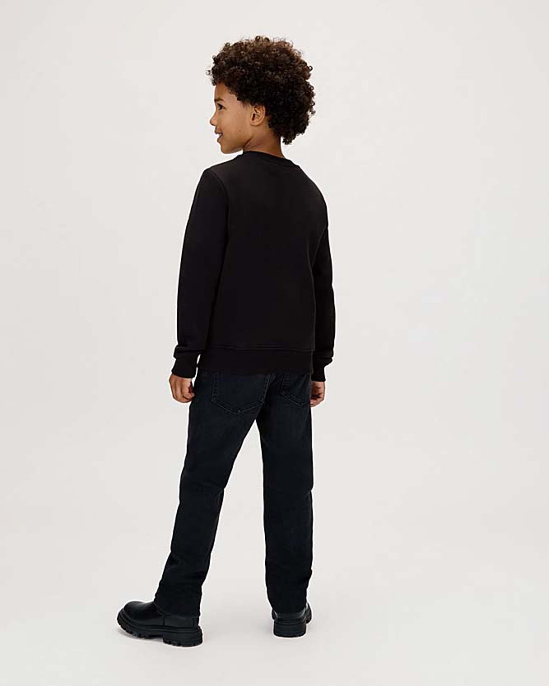 Felpa Calvin Klein nera a maniche lunghe con logo monogram bianco image