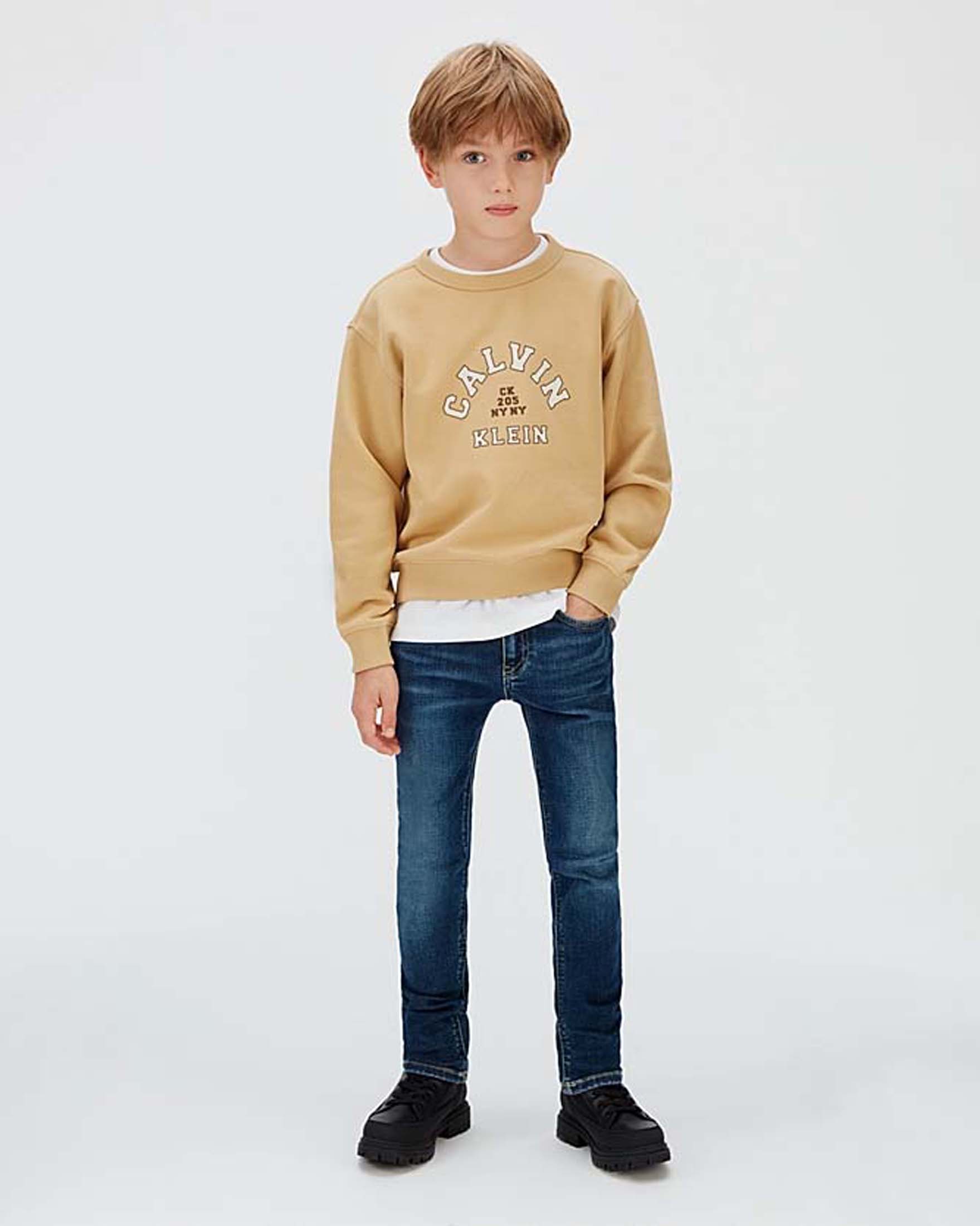 Jeans slim Calvin Klein lavaggio scuro stone washed in misto cotone