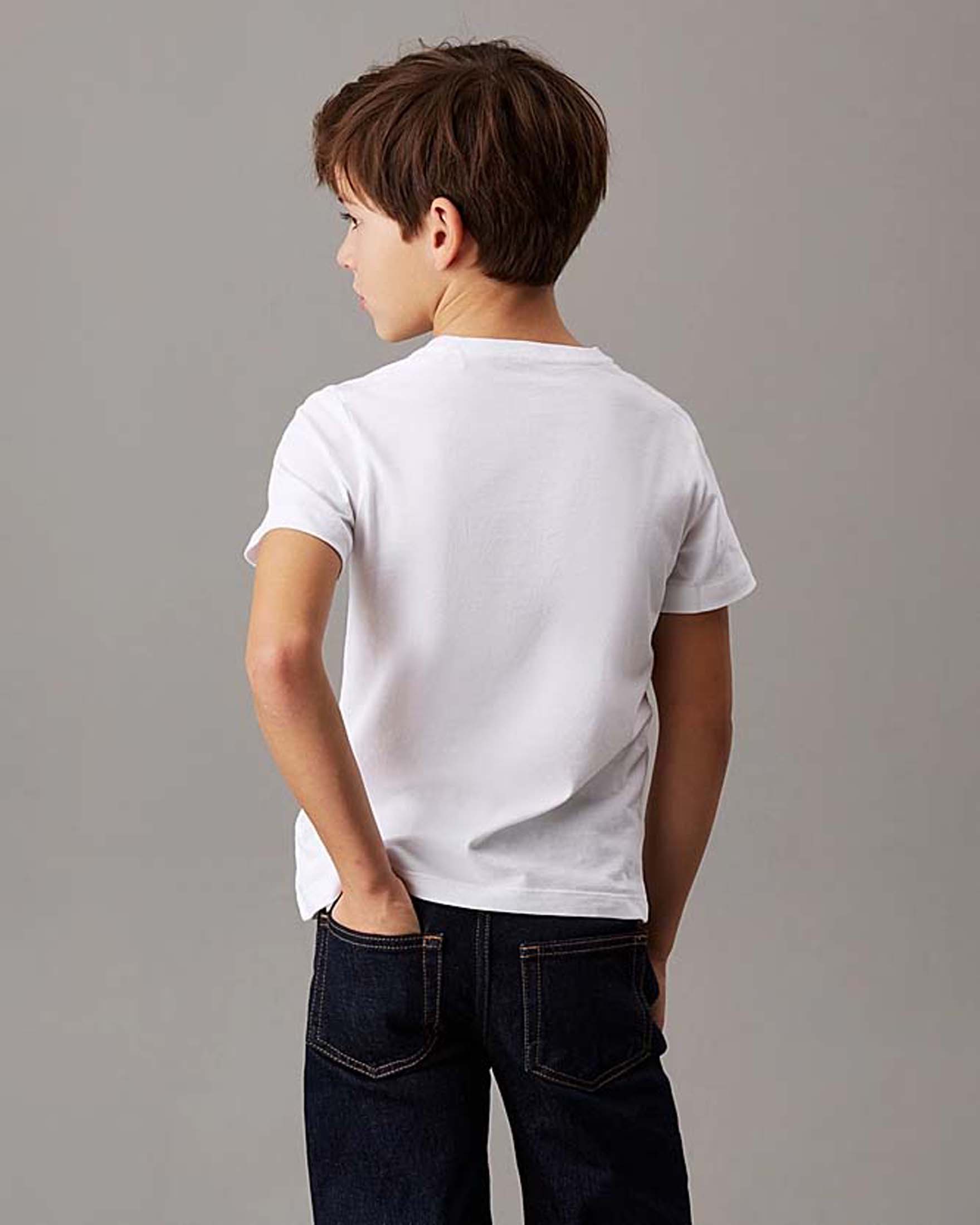 T-shirt bianca Calvin Klein in cotone a maniche corte con logo nero image