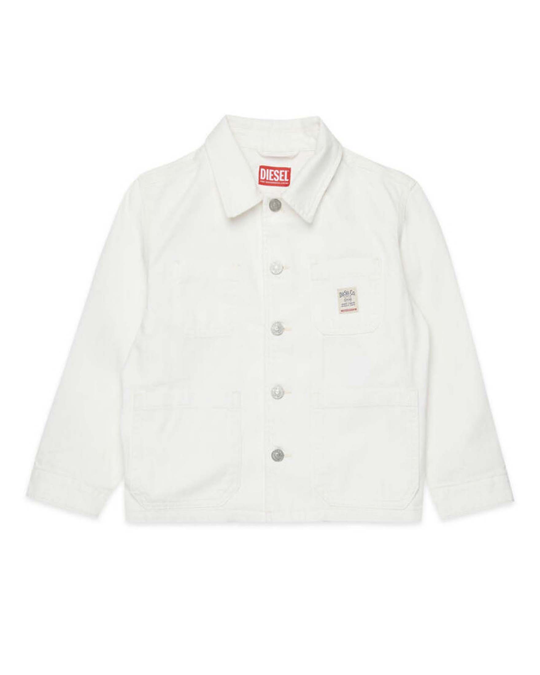 Giacca bianca in denim di puro cotone
