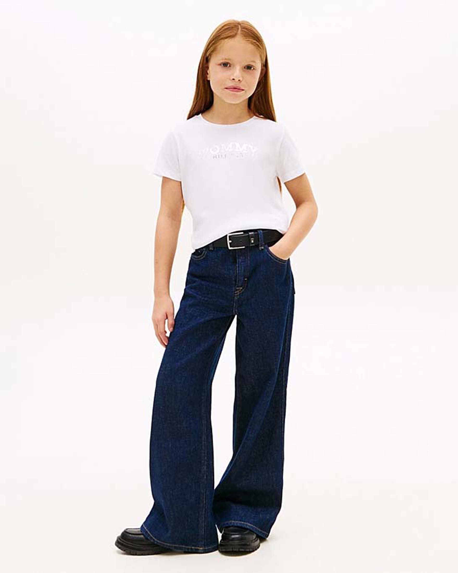 T-shirt slim bianca Tommy Hilfiger con logo metallizzato image