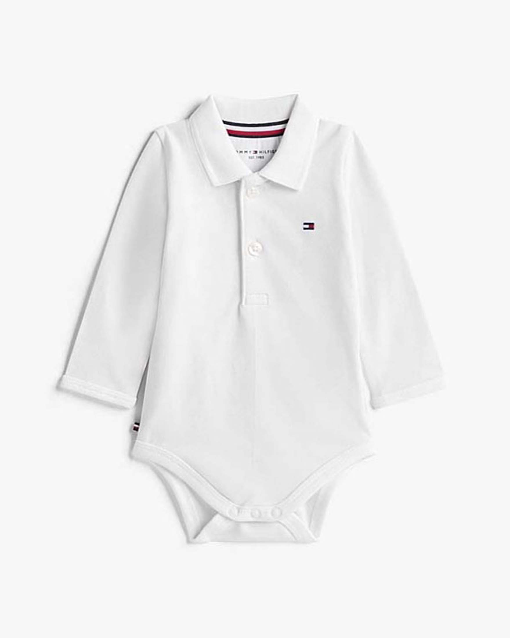 Body bianco modello polo in cotone stretch