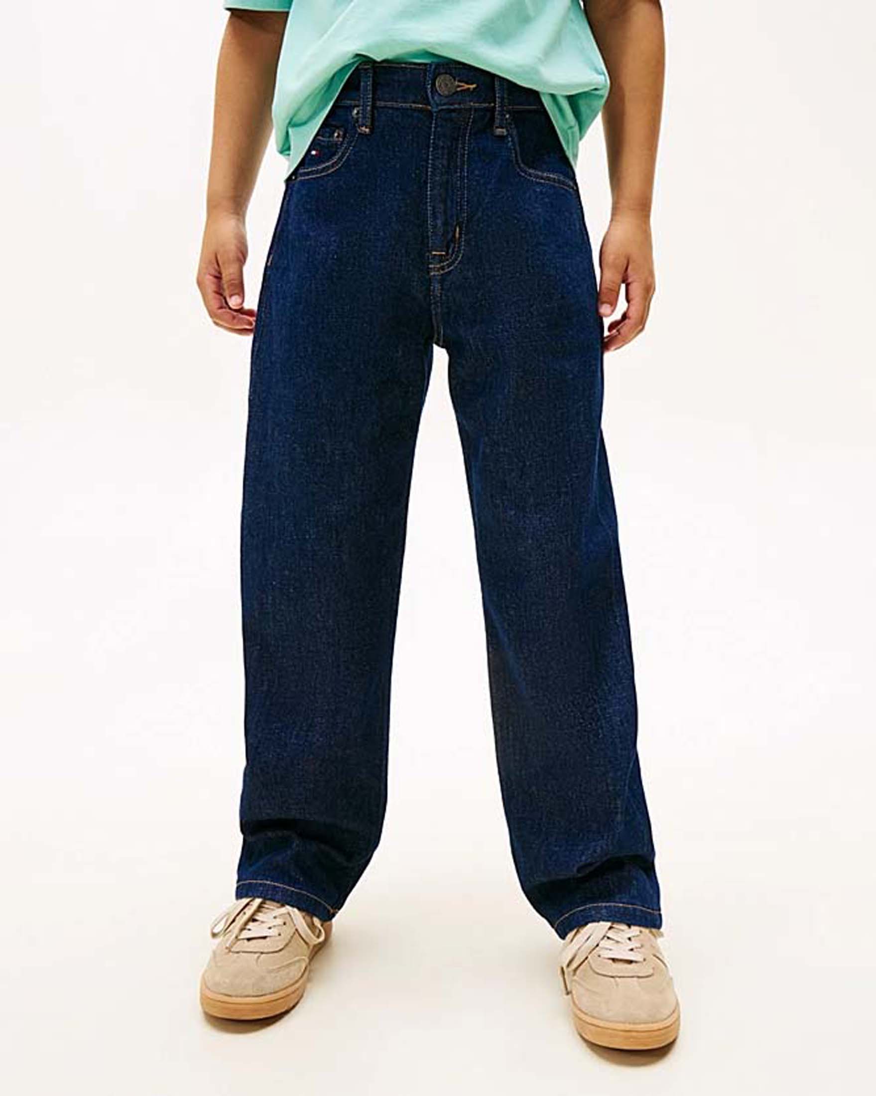 Jeans relaxed fit blu scuro in cotone stretch