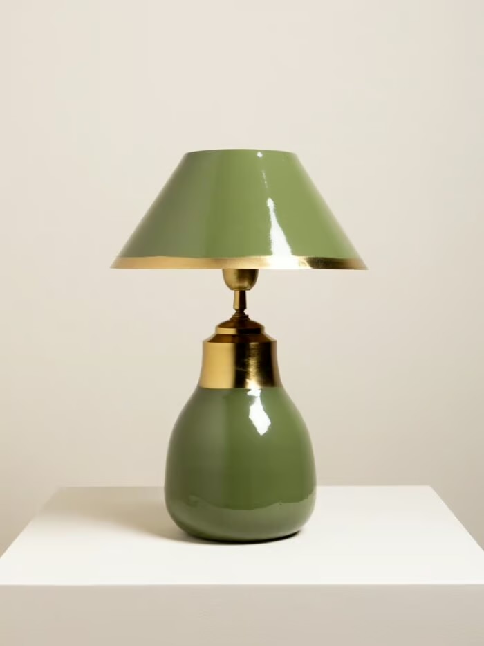 Lampada da Tavolo in Metallo Verde Oliva d.28 h.45