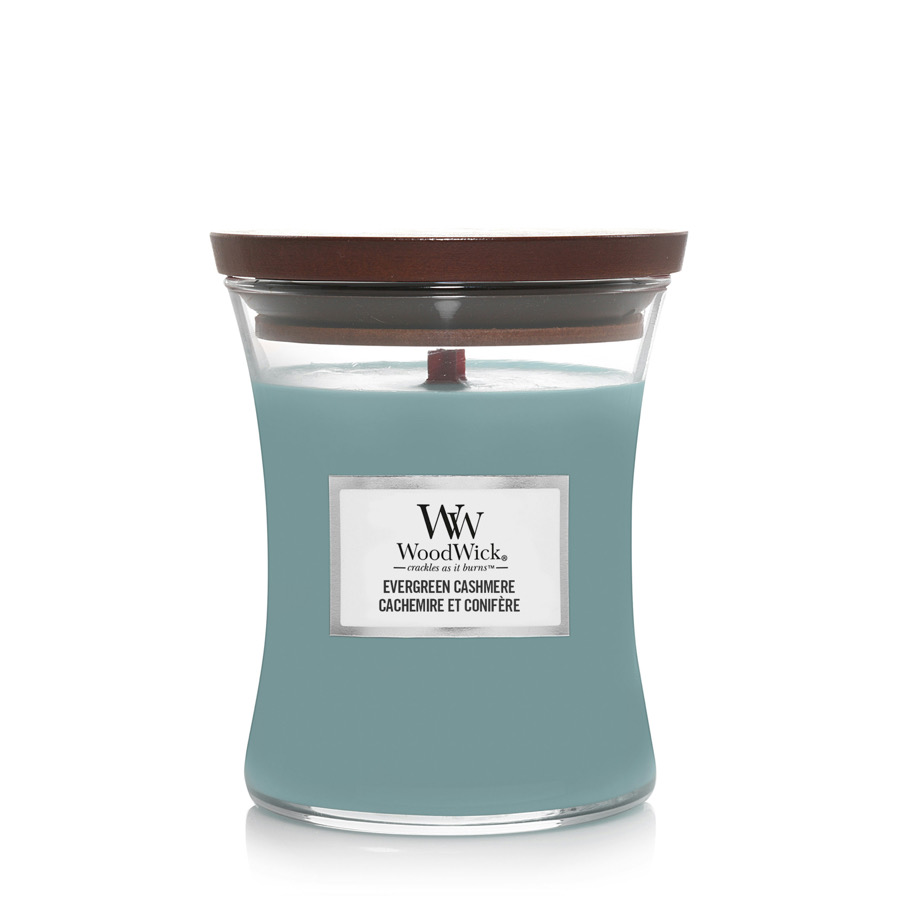 Candela Clessidra Media Evergreen Cashmere 275 g. Woodwick