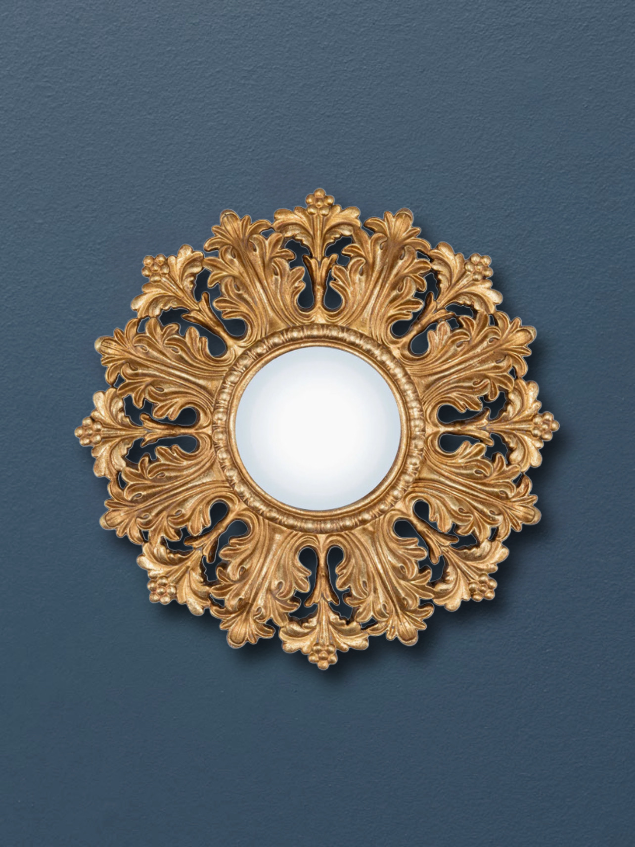 Specchio Tondo Convesso Reame Acanto Oro d.20
