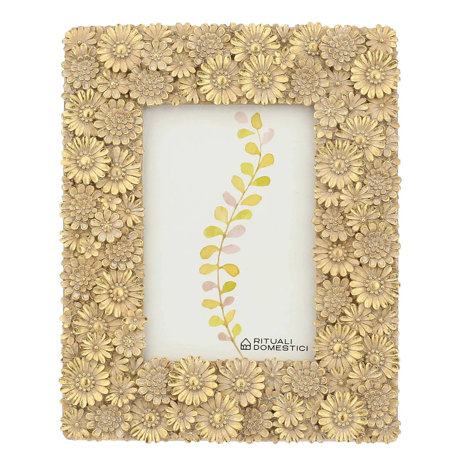 Portafoto in Resina Guardandoti Gerbera Oro 13x18 (20,5x25)