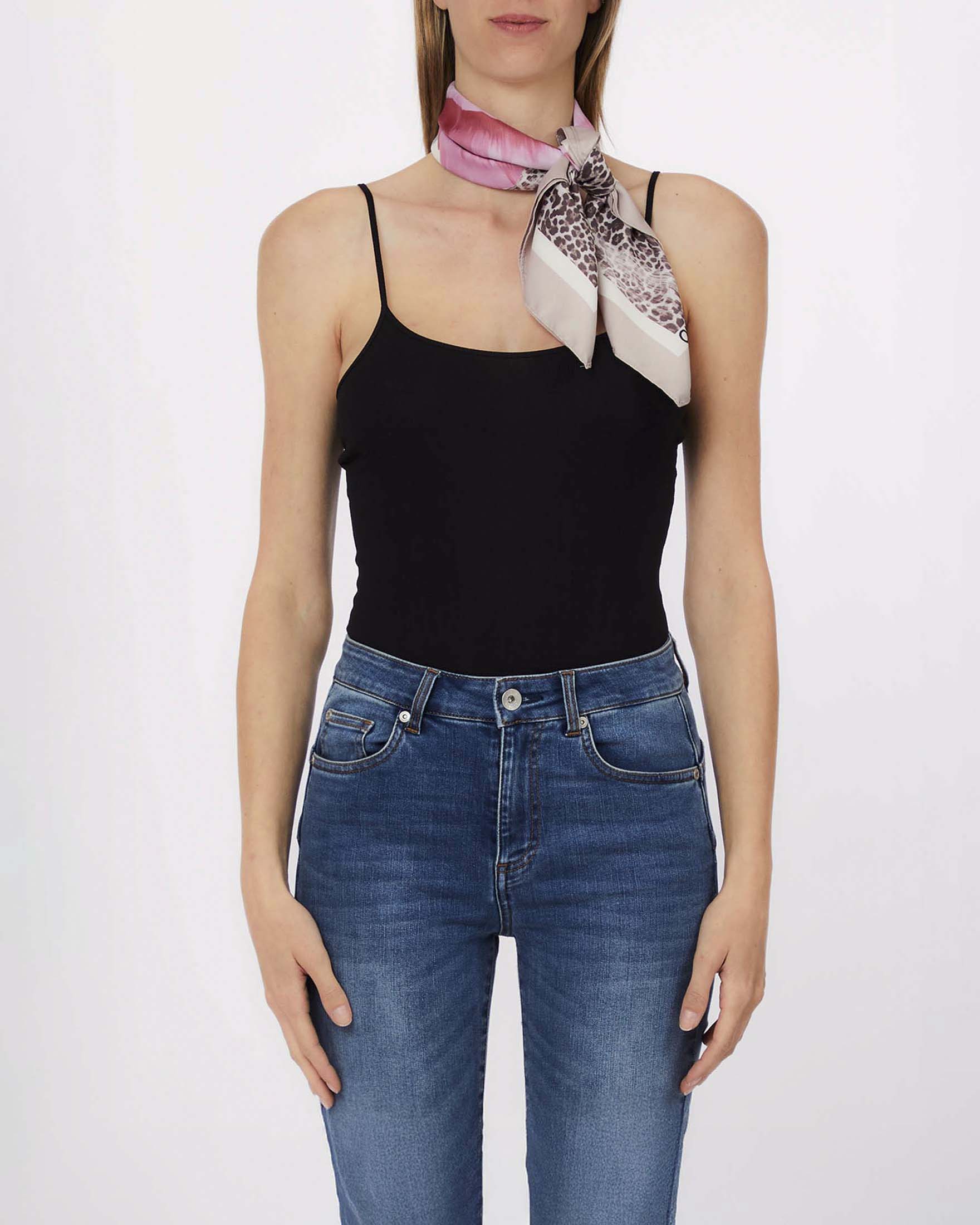 Foulard Liu Jo Accessories rosa in tessuto con stampa floreale e animalier