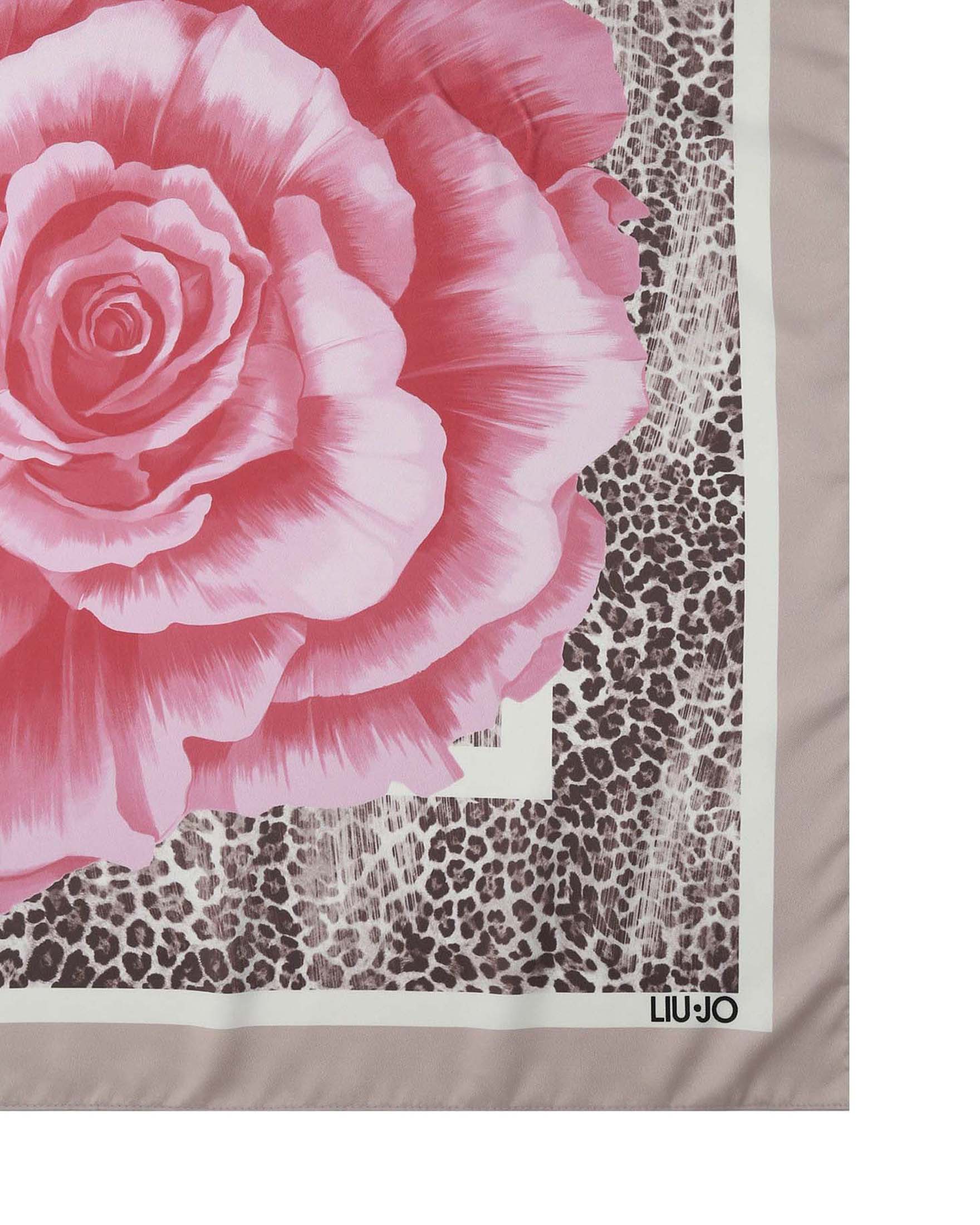 Foulard Liu Jo Accessories rosa in tessuto con stampa floreale e animalier image