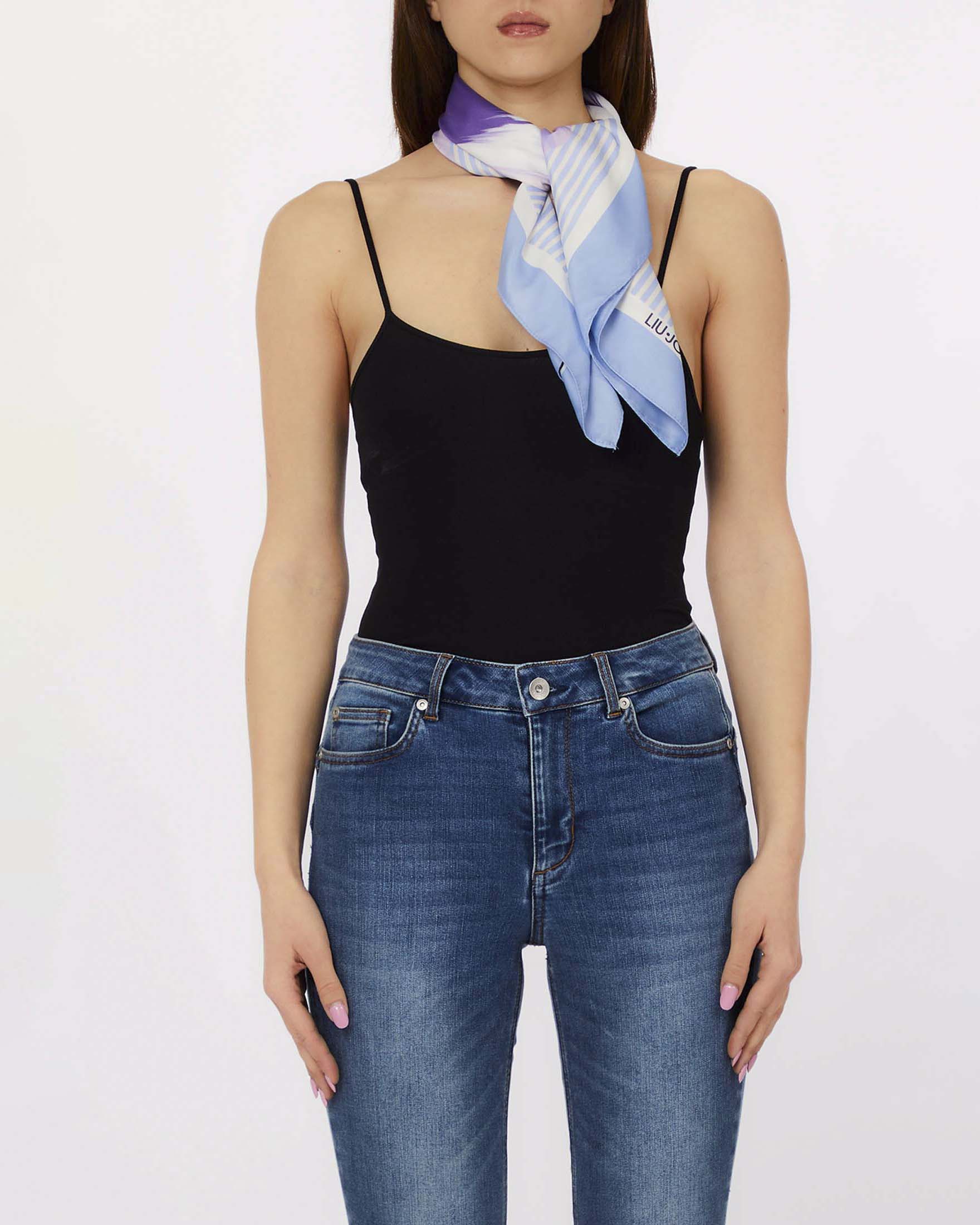 Foulard Liu Jo Accessories azzurro in tessuto con stampa floreale