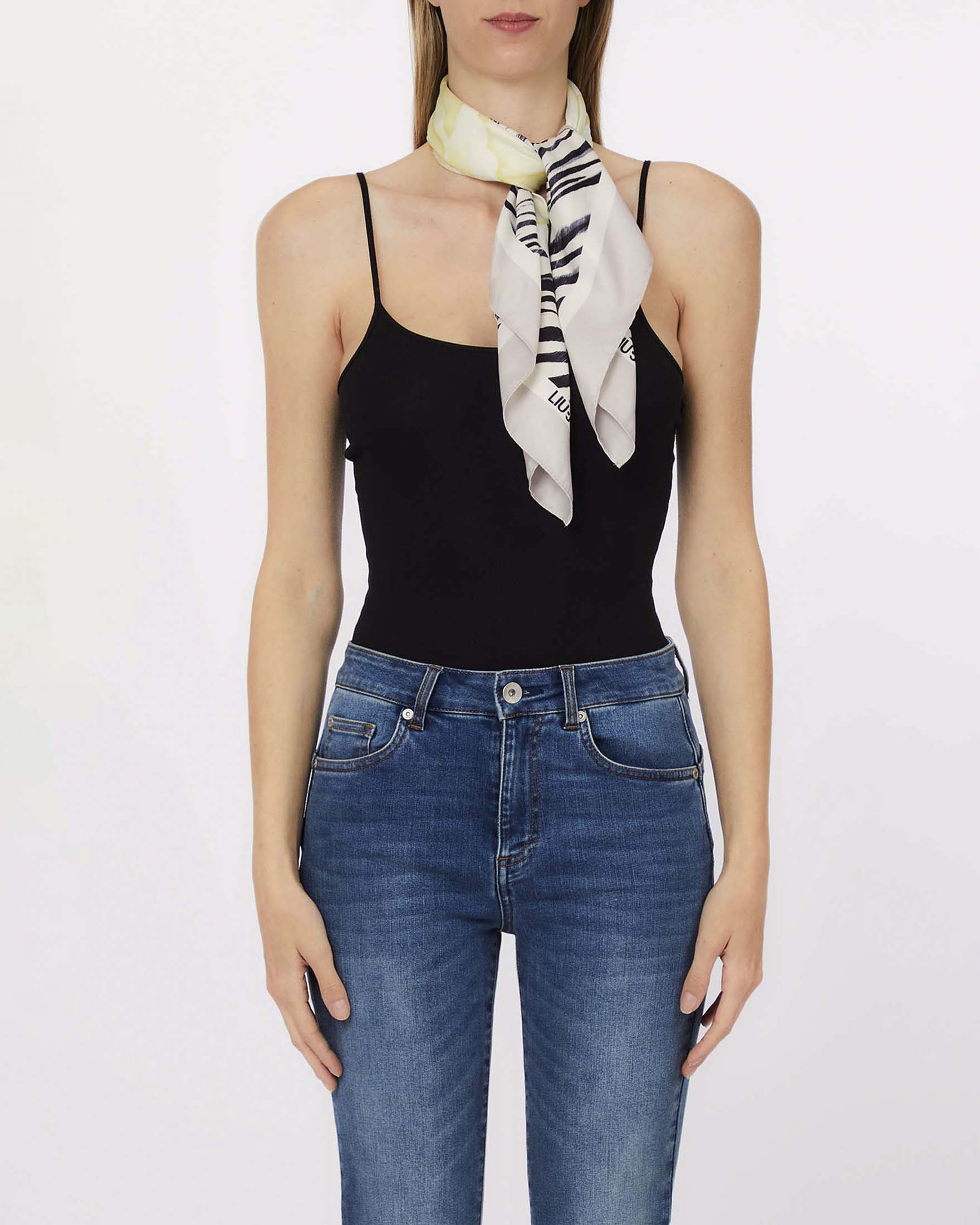 Foulard Liu Jo Accessories beige in tessuto sintetico con stampa floreale e animalier