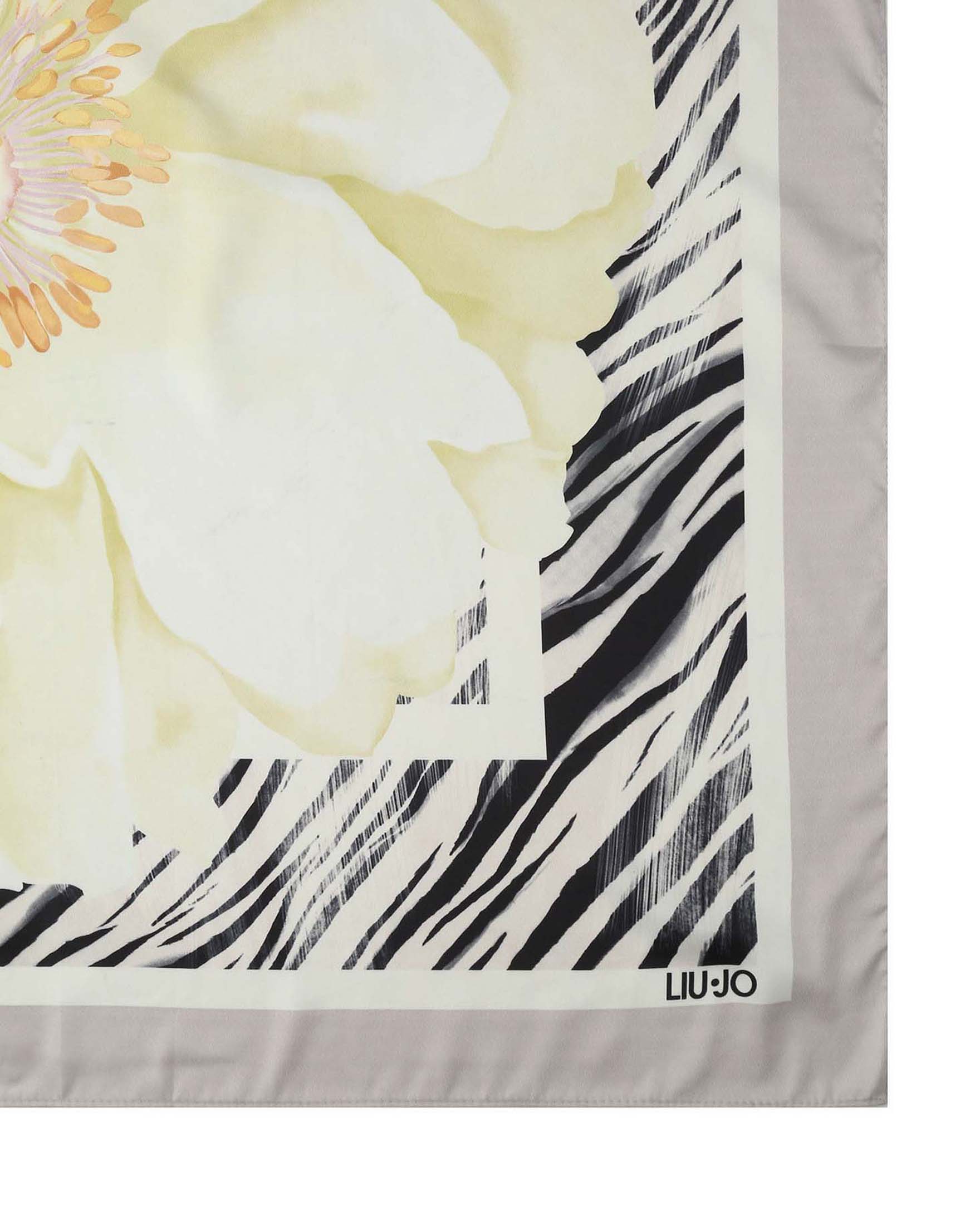 Foulard Liu Jo Accessories beige in tessuto sintetico con stampa floreale e animalier image