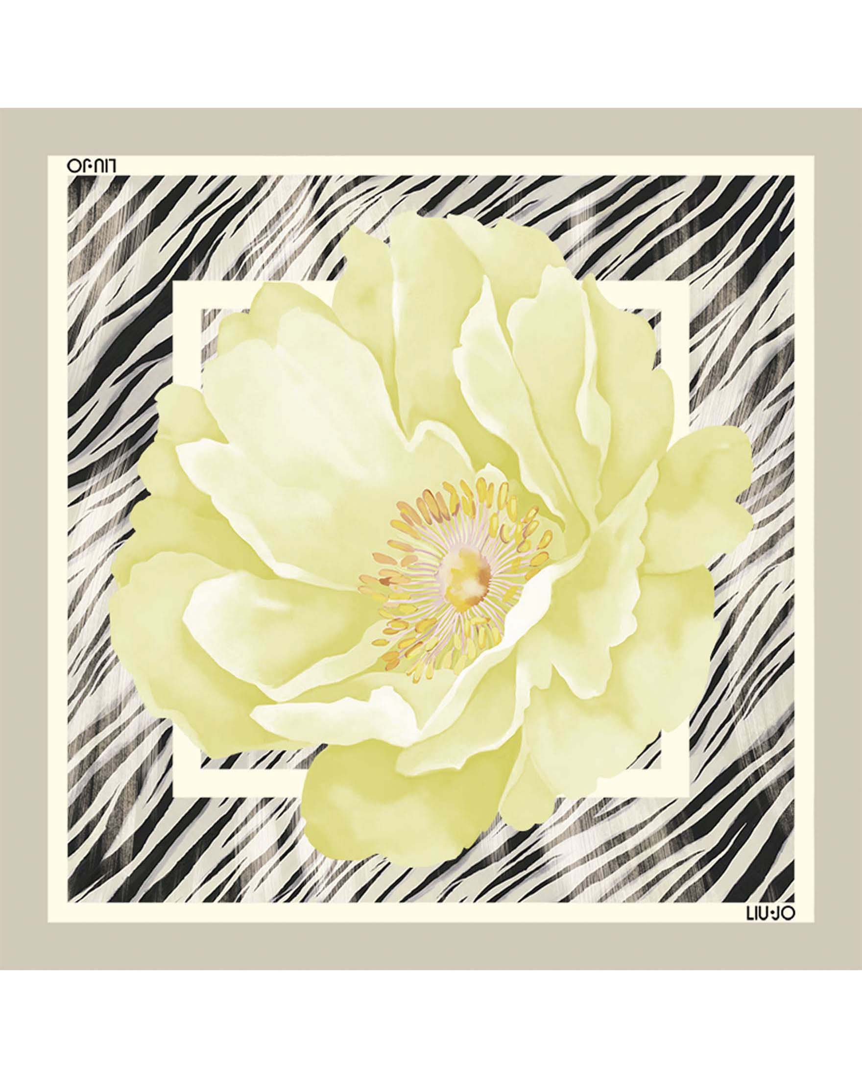 Foulard Liu Jo Accessories beige in tessuto sintetico con stampa floreale e animalier